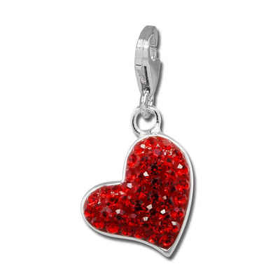 SilberDream Charm-Einhänger SilberDream rot Charm Herz Zirkonia, Charmsanhänger Herz, 925 Sterling Silber, Farbe: rot