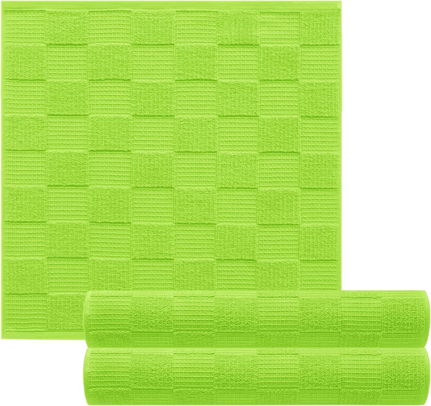 Lashuma Geschirrtuch Lissabon, (Set, 3-tlg), Frottee - Waffelpique Geschirrhandtücher grün 50x50 cm