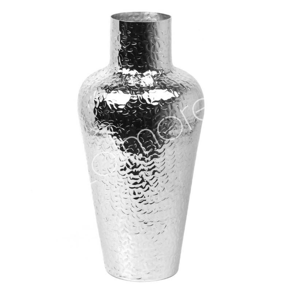 Dekovase Vase Silber Metall Glänzend Modern Leicht Gravur 43 cm