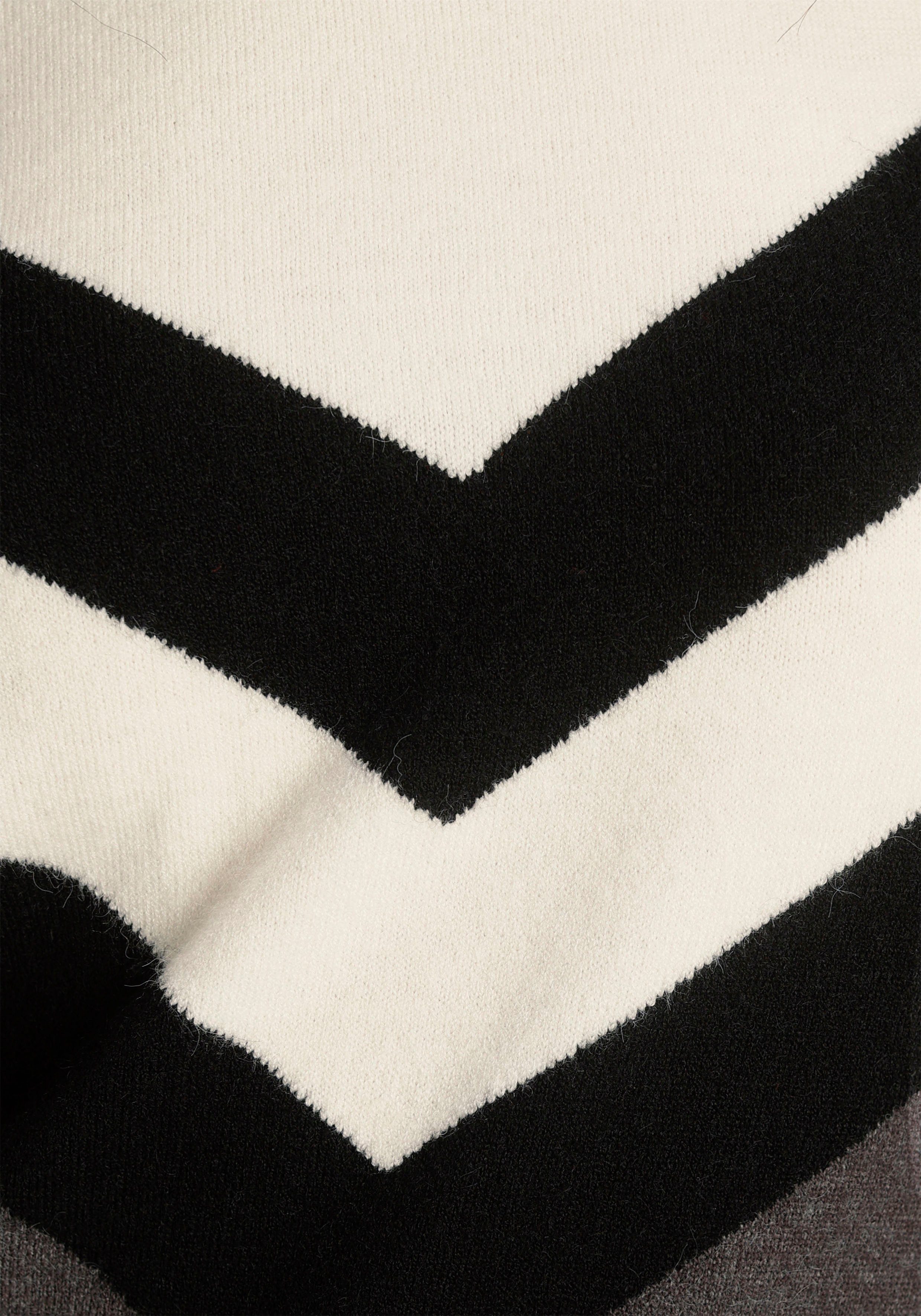 dunkelgrau-schwarz-weiß (Kleid aus Streifen-Muster mit Strickkleid Tamaris nachhaltigem Material)