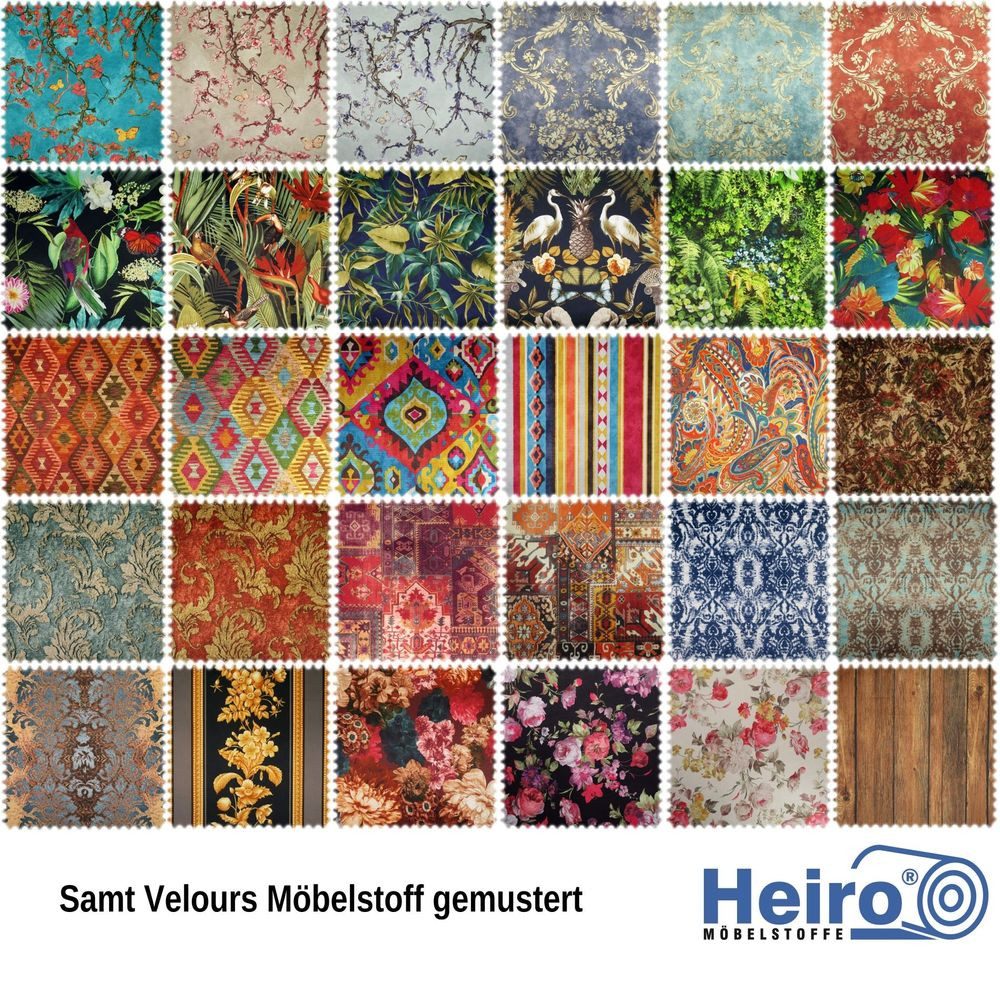 Heiro Stoff Samt Velours Möbelstoff Versaci mit Fleckschutz, Meterware - Breite:138 cm