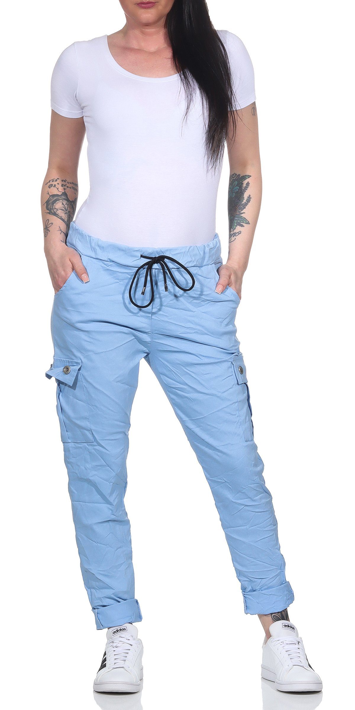CLEO STYLE Cargohose Jogginghose 95 Hellblau günstig online kaufen