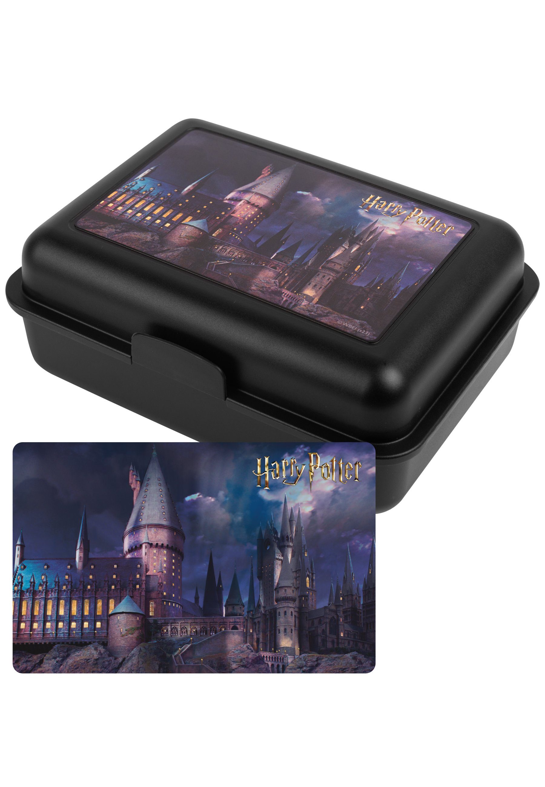 United Labels® Lunchbox Harry Potter Brotdose - Hogwarts Lunchbox mit Trennwand Schwarz, Kunststoff (PP)