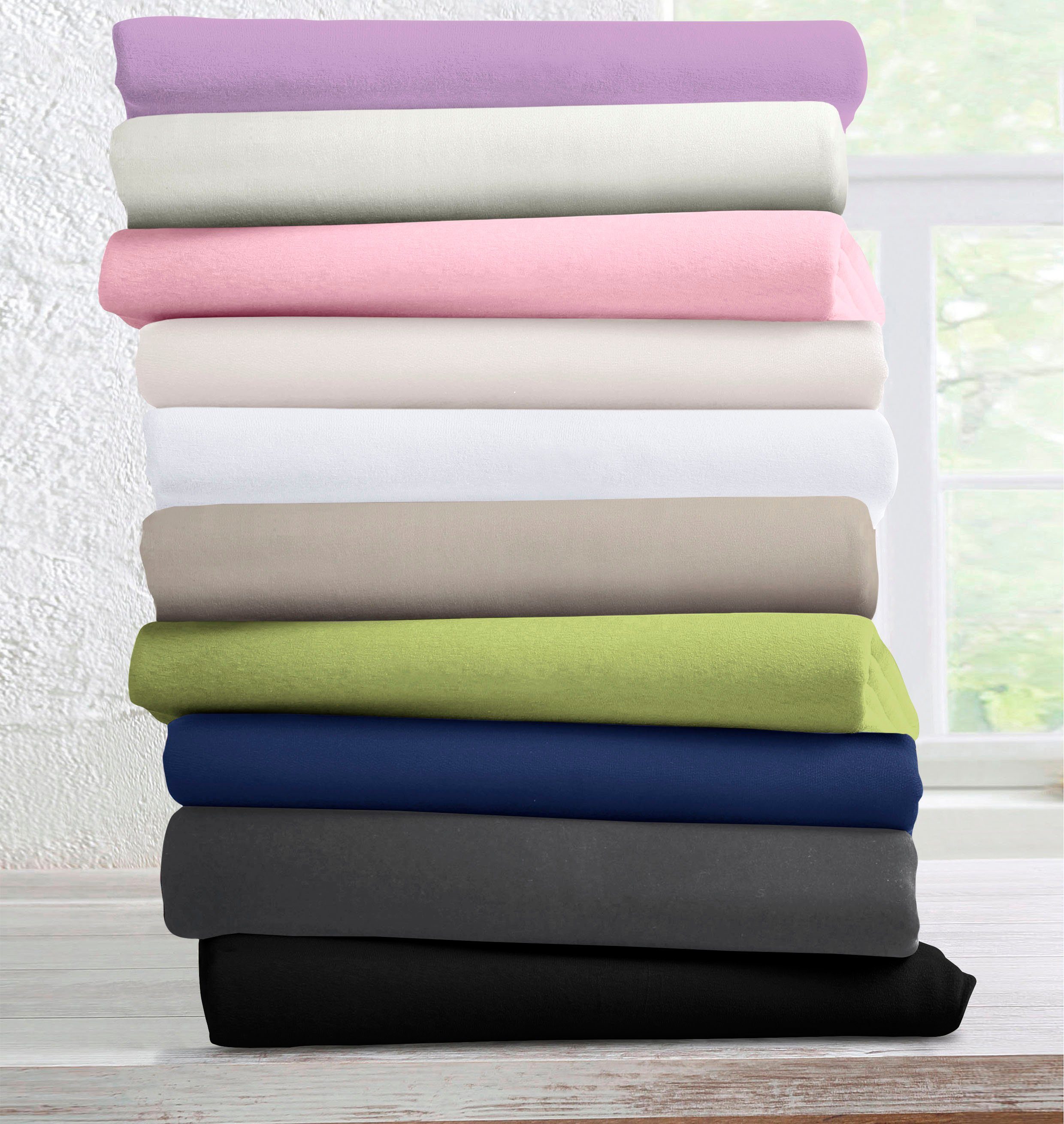 bellana Spannbettlaken Melone TOPPER 100% Baumwolle, Jersey 125 g/m², bügelfrei, Mako-Jersey, Gummizug: rundum, (1 Stück), reine Baumwolle, für Matratzen bis 10 – Bild 2 von 4