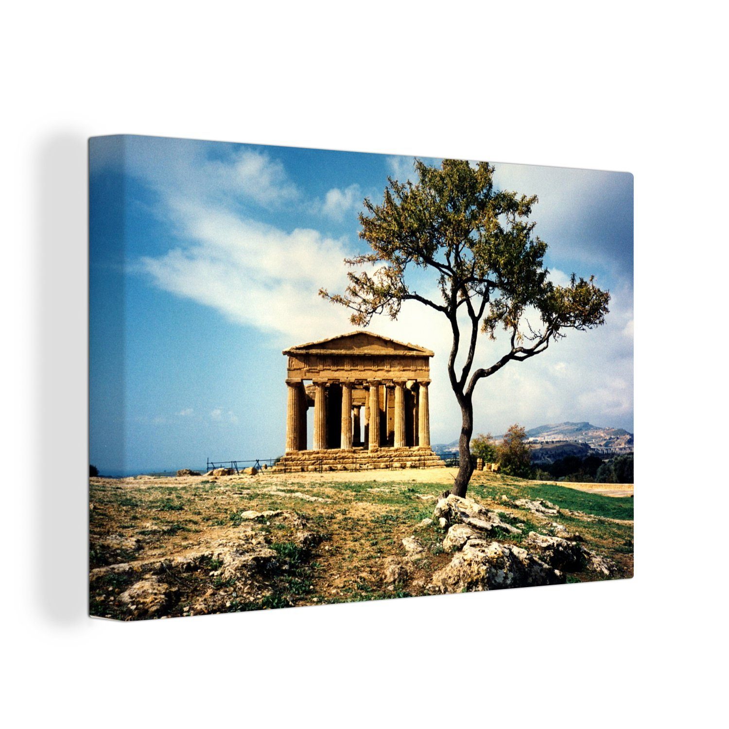 Wanddeko, 30x20 OneMillionCanvasses® der Der Leinwandbilder, Sizilien, cm Leinwandbild St), (1 Wandbild Concordia in Tempel Aufhängefertig,