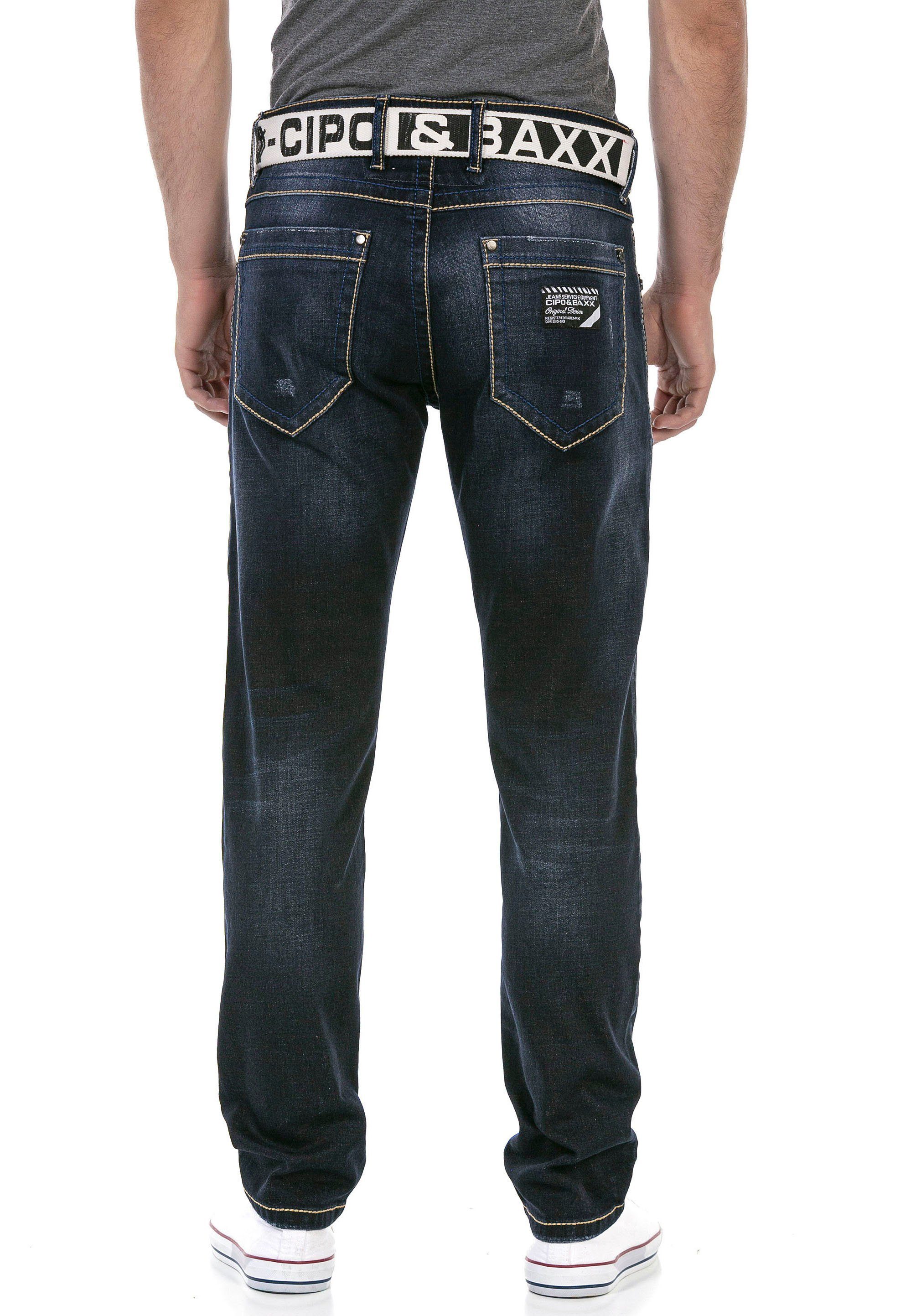 Baxx Cipo mit darkblue Regular-fit-Jeans Waschung & markanter