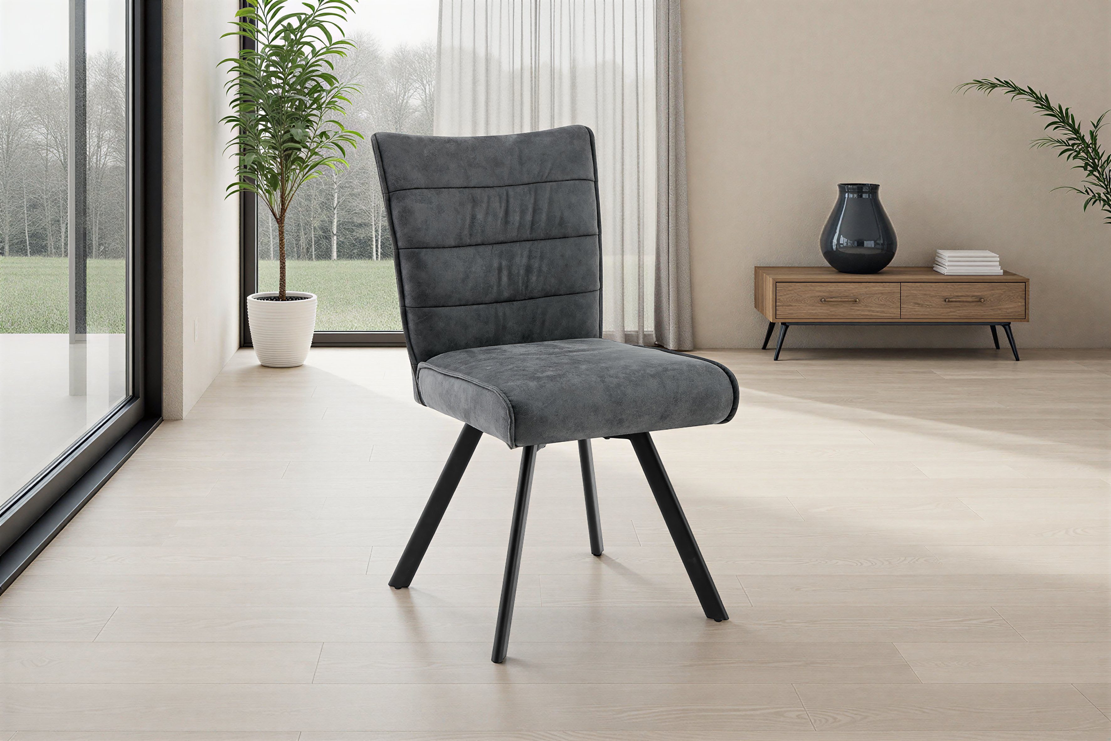 byLIVING Esszimmerstuhl ROBBIE (Set, 2 St), Microfaser, 360° drehbar, Taschenfederkern,Steppung Rücken, Keder – Bild 2 von 5