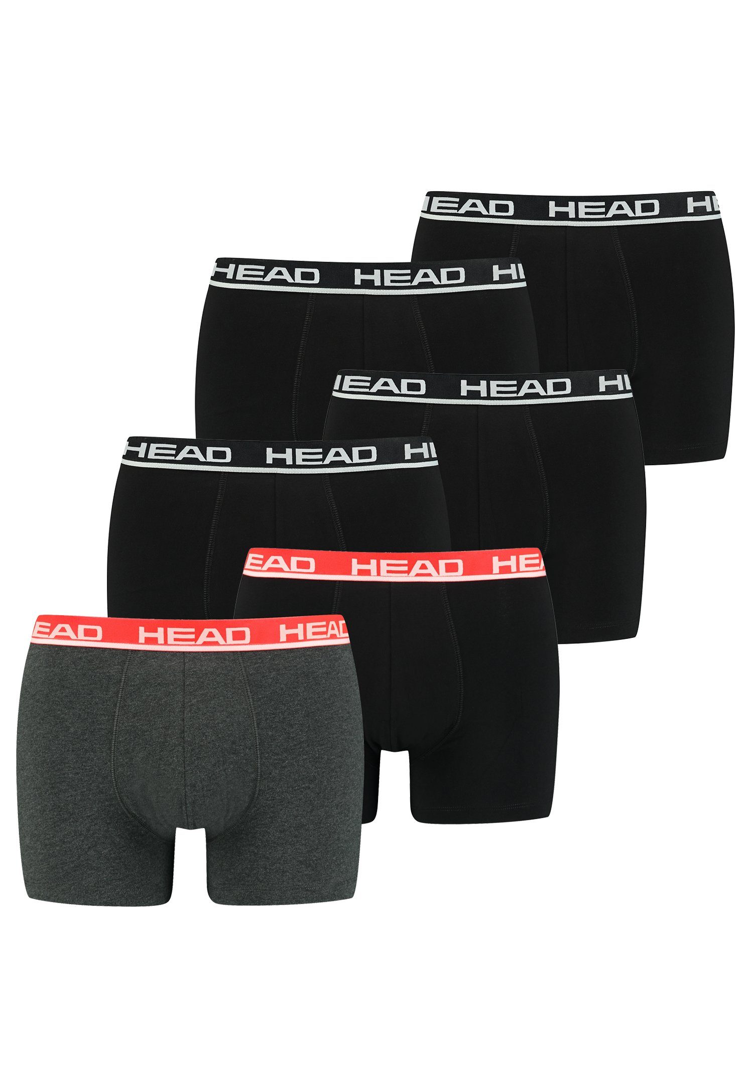 Head Boxershorts Head (Spar-Set, Black/Grey Red 6-St., 6P 6er-Pack) Boxer Basic