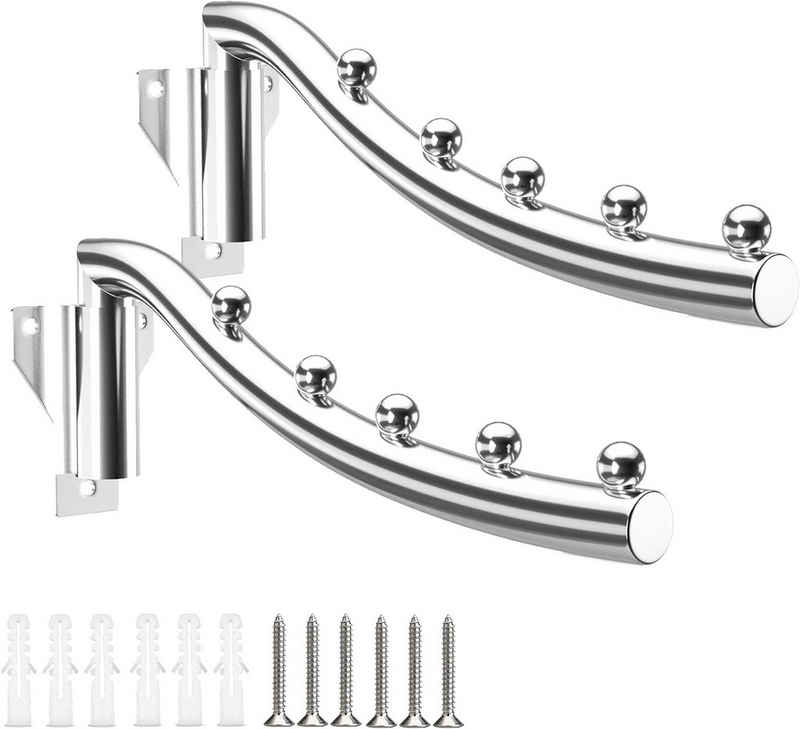 HIBNOPN Kleiderhaken Kleiderhaken Klappbar 2 Stück 180° Drehbarer Edelstahl, 5 Haken, (2-St)