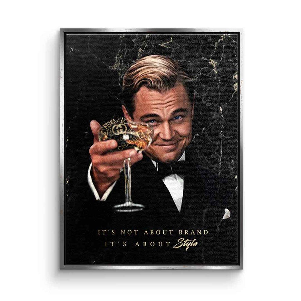 DOTCOMCANVAS® Leinwandbild, Leinwandbild Der große Gatsby Leonardo DiCaprio Wolf of Wall Street Ch silberner Rahmen