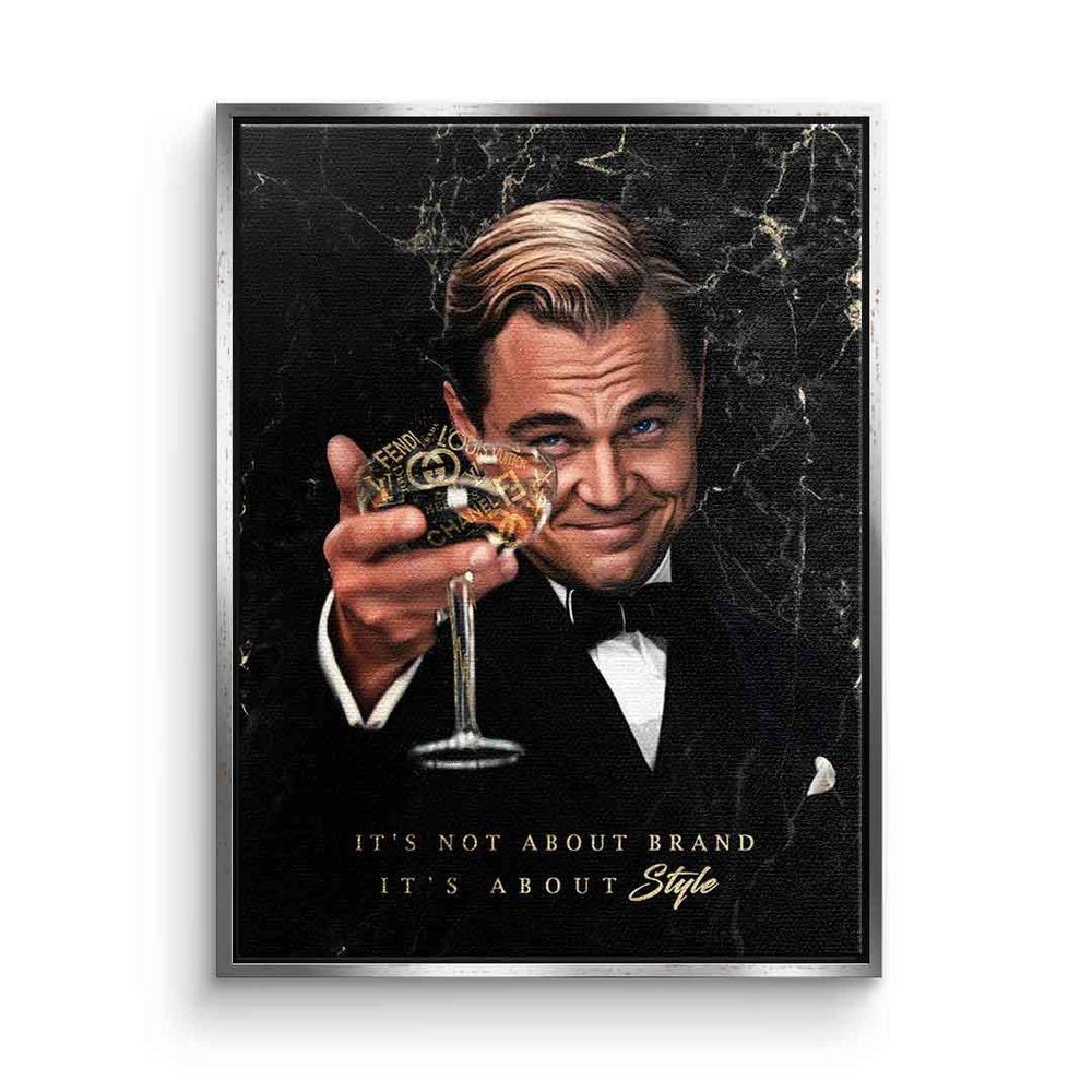 Street Wall große Leinwandbild DOTCOMCANVAS® of Der Wolf Rahmen Leonardo Ch Gatsby schwarzer Leinwandbild, DiCaprio