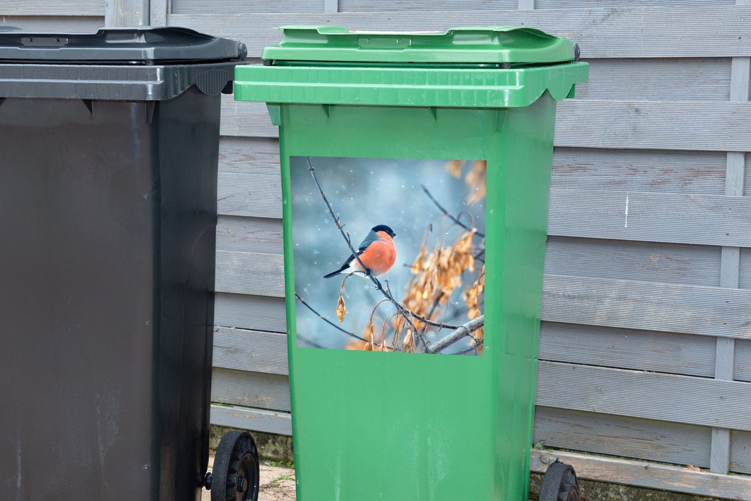 Vogel St), Mülleimer-aufkleber, Schnee Container, Mülltonne, (1 Abfalbehälter Wandsticker Tier - MuchoWow Sticker, -