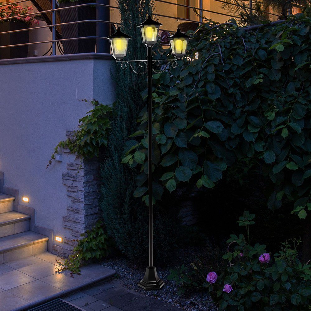 verbaut, 3 Außen-Stehlampe, etc-shop draußen Gartenlaterne fest flammig für groß Außen LED Kandelaber Warmweiß, LED-Leuchtmittel