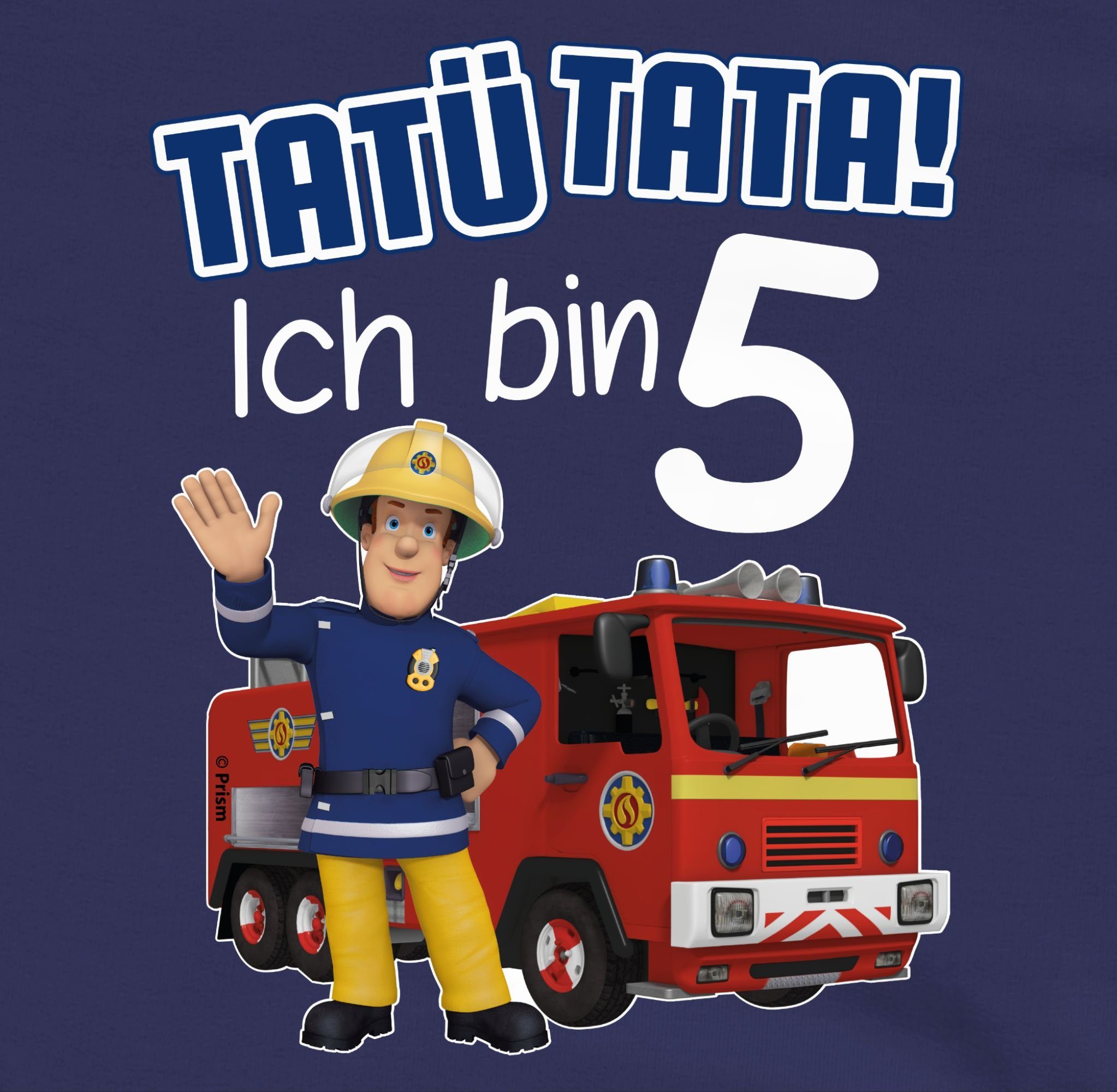 Feuerwehrmann 2 blau Shirtracer bin 5 Sam Navy Tatü - Sweatshirt Mädchen Ich Blau Tata!