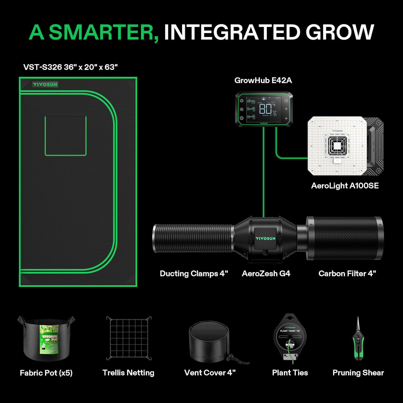 VIVOSUN Gewächshaus VIVOSUN Smart Growbox Komplettset, BxTxH: 90 x 50 x 160 günstig online kaufen