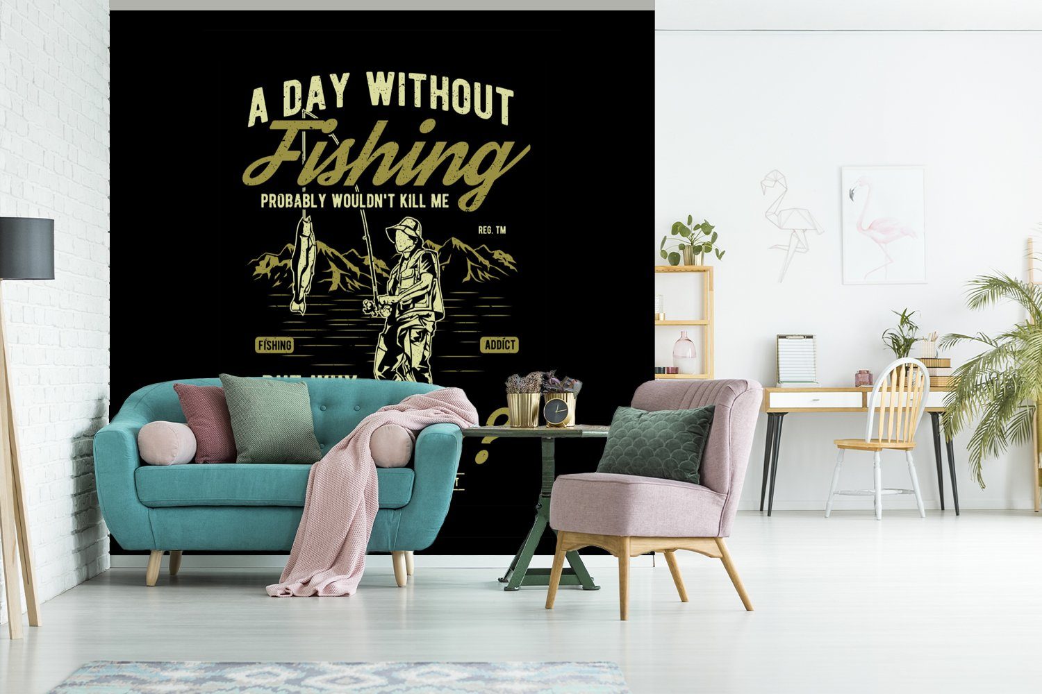 MuchoWow Fototapete Fisch - bedruckt, Jahrgang, Wohnzimmer für Wandtapete Tapete St), Schlafzimmer, Matt, oder Vinyl Rute - (5