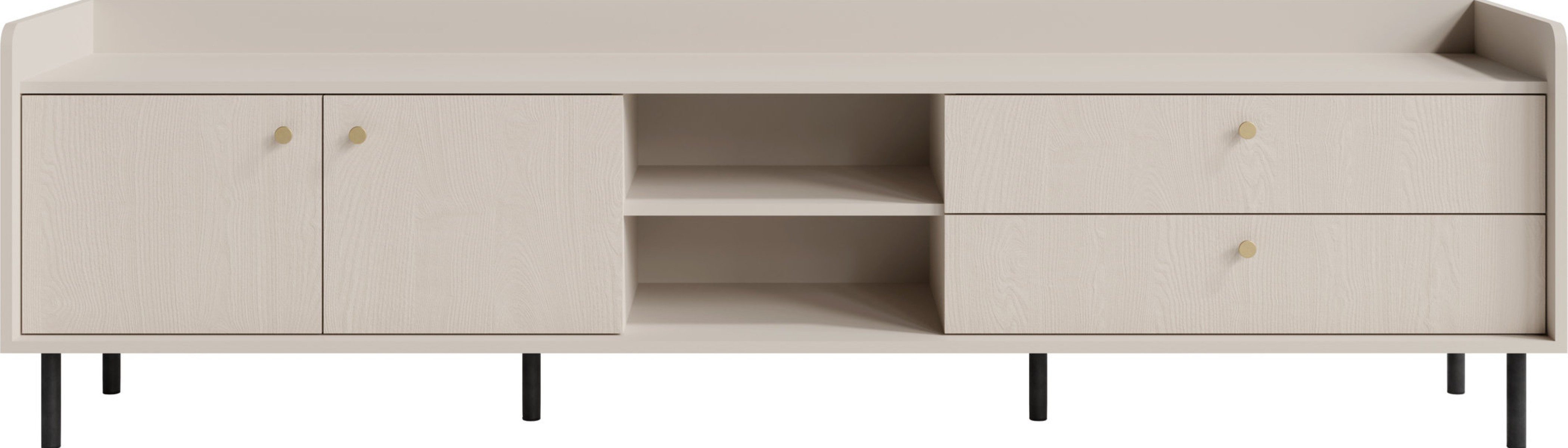 Masseno Lowboard ASTREA 210 cm TV-Schrank mit 2 Schubladen und 2 Türen Beige