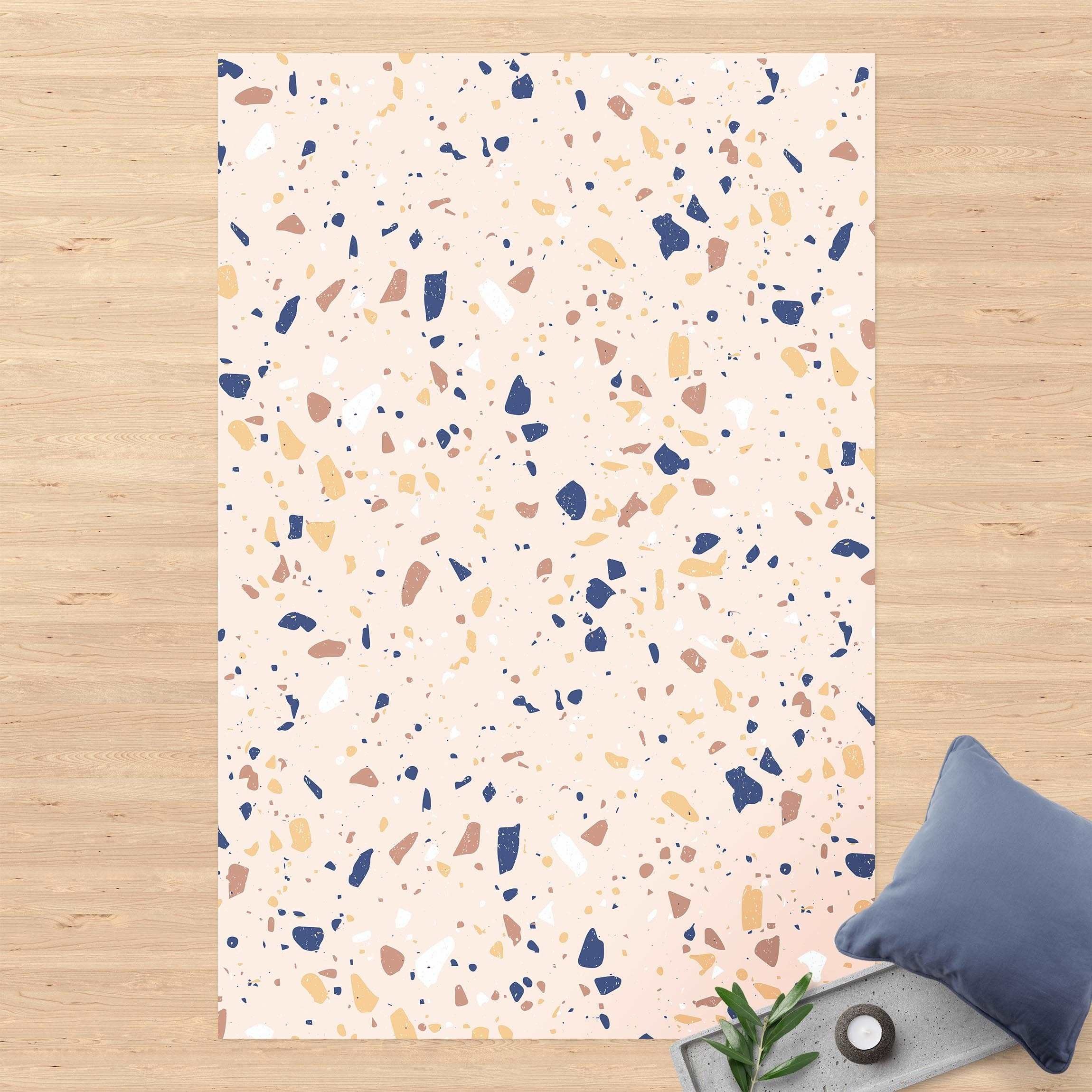 Bilderdepot24 Teppich Vinyl Wohnzimmer Schlafzimmer Flur Küche Muster Terrazzo, rechteckig - beige glatt, nass wischbar (Küche, Tierhaare) - Saugroboter & Boden – Bild 2 von 5