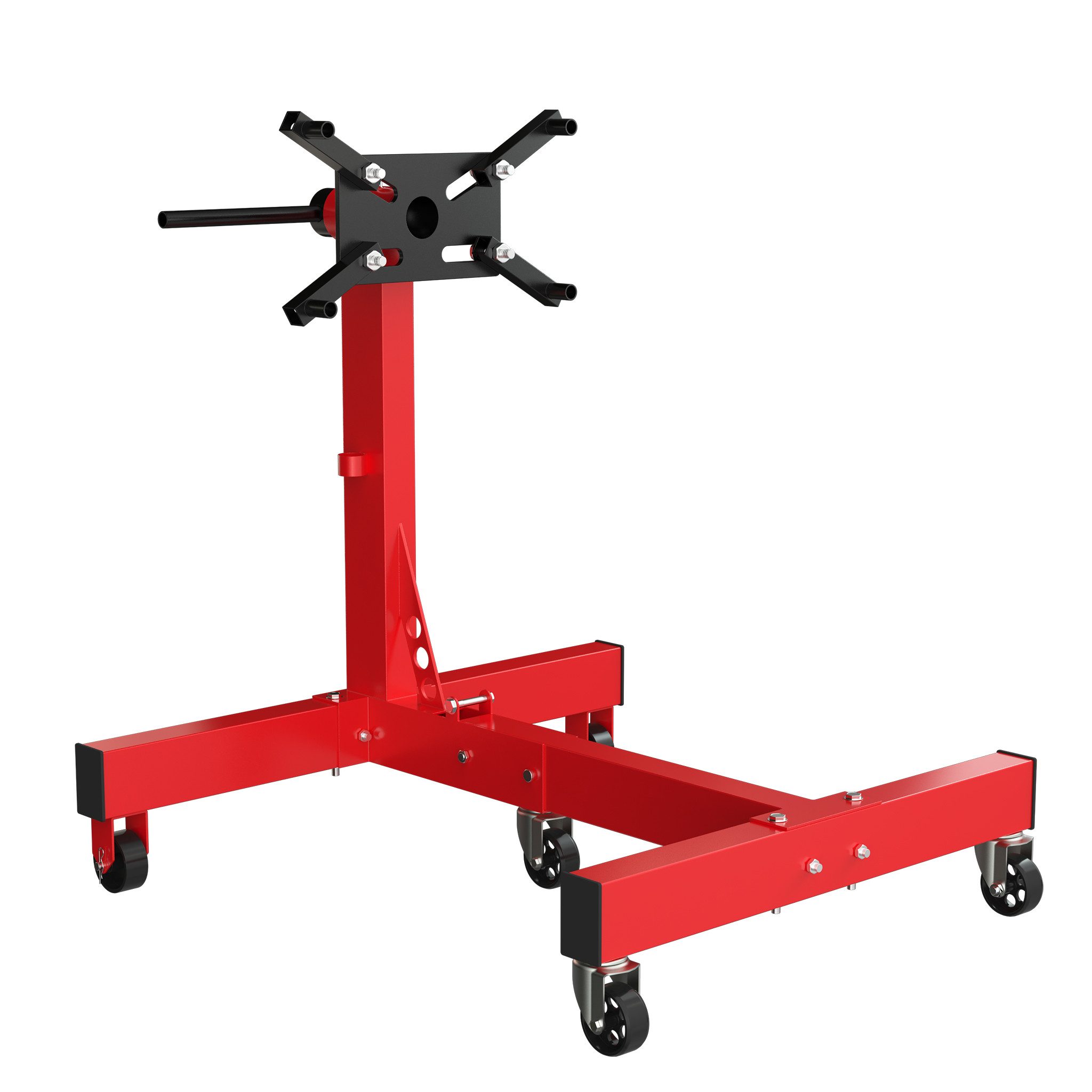 FIVMEN Werkstattkran Motorständer aus lackiertem Stahl Getriebehalter mit Rollen, Motorhalter Getriebeheber für Garagen und Werkstätten Rot
