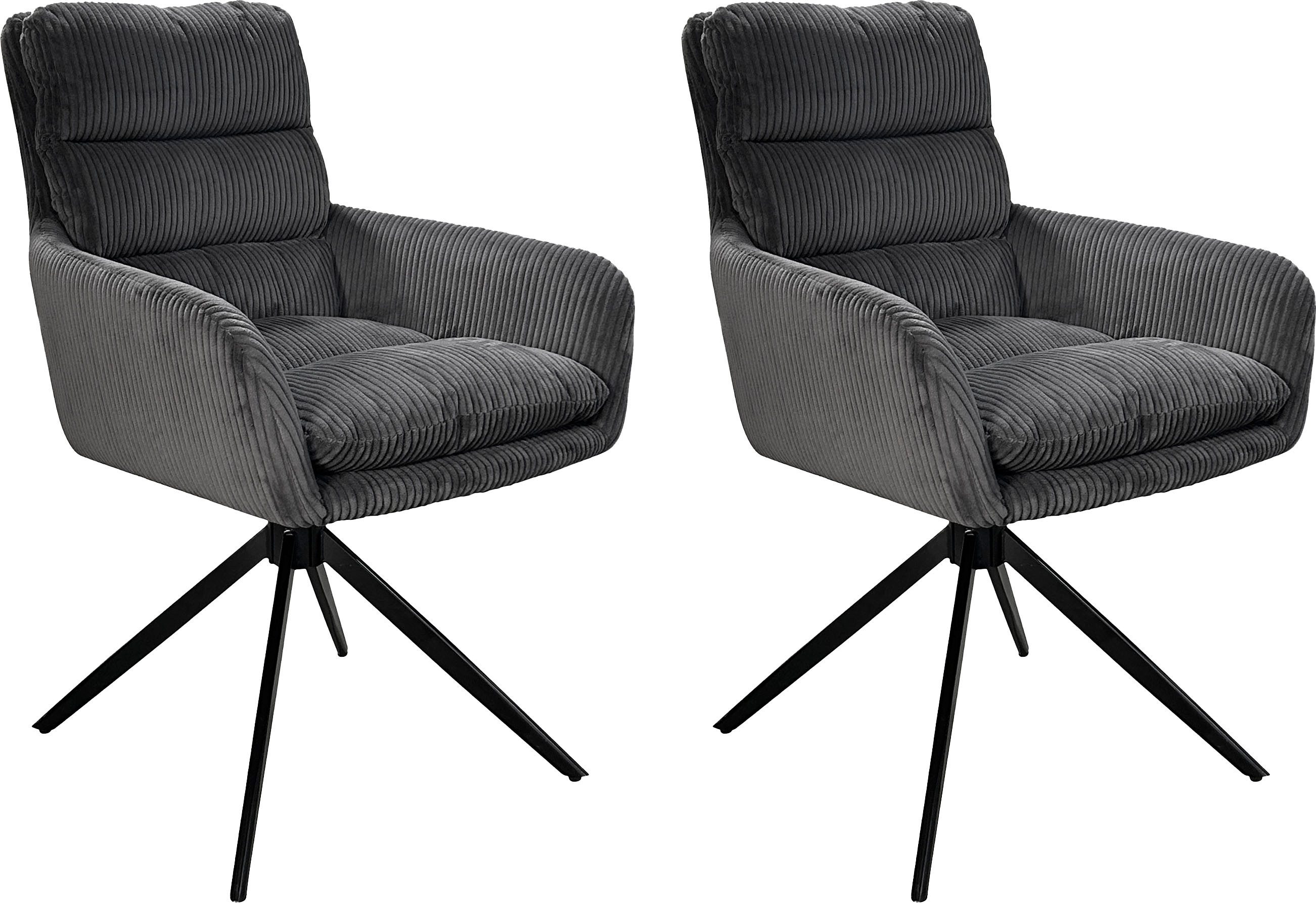 byLIVING Esszimmerstuhl Pura (Set, 2 St), Sitzschale 360°drehbar, Metall sc günstig online kaufen