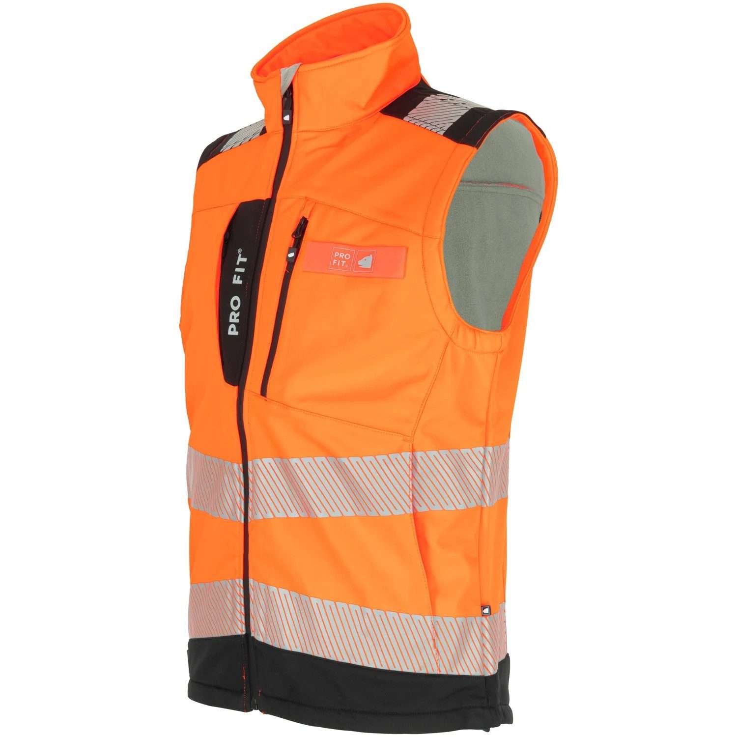 PRO FIT by Fitzner Softshellweste Warnschutz Softshellweste,neonorange/schwarz Gr. S–4XL