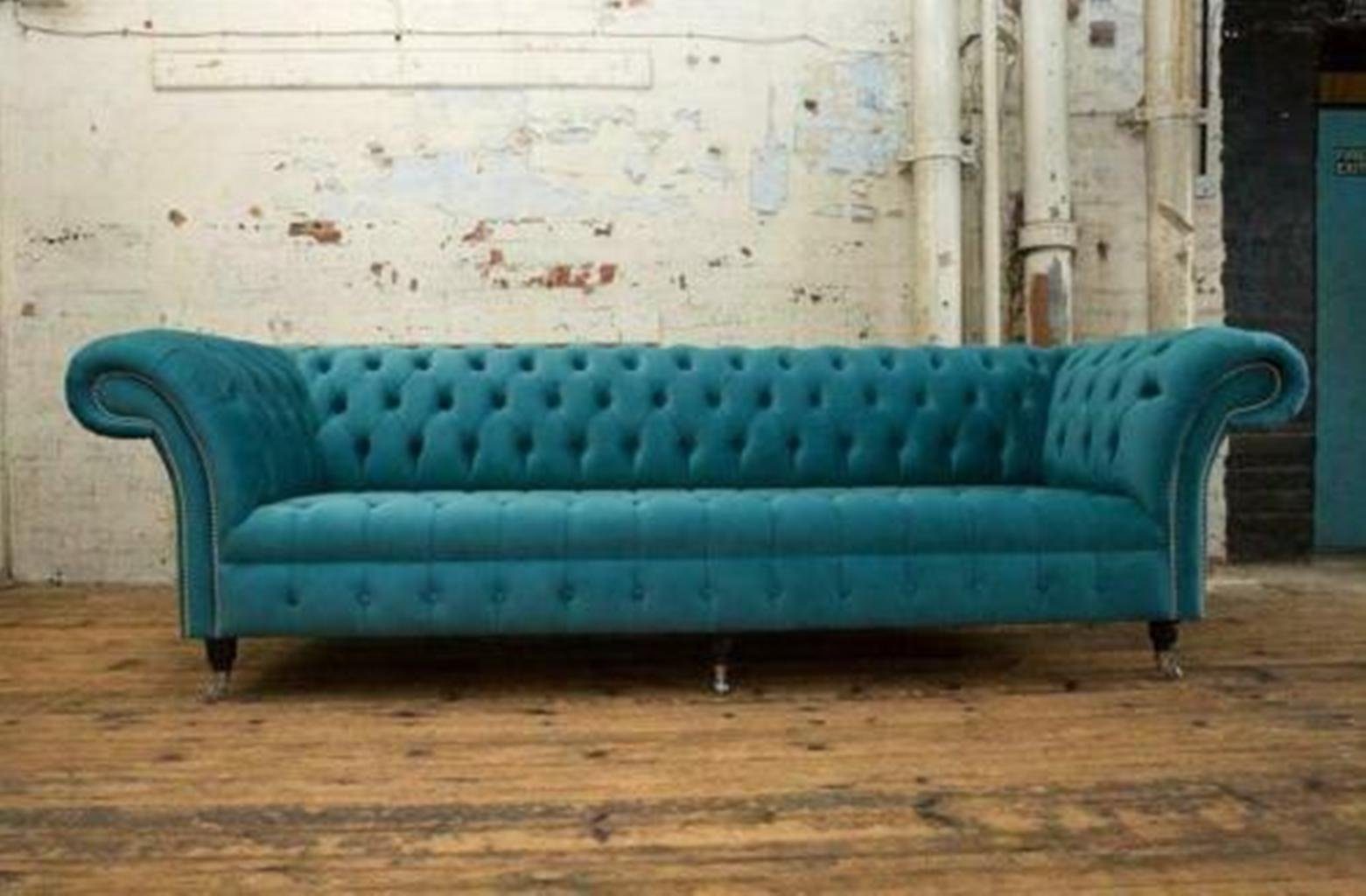 JVmoebel Chesterfield-Sofa Türkis Chesterfield Sofa Designer Möbel luxus Couch Neu, Made in Europe