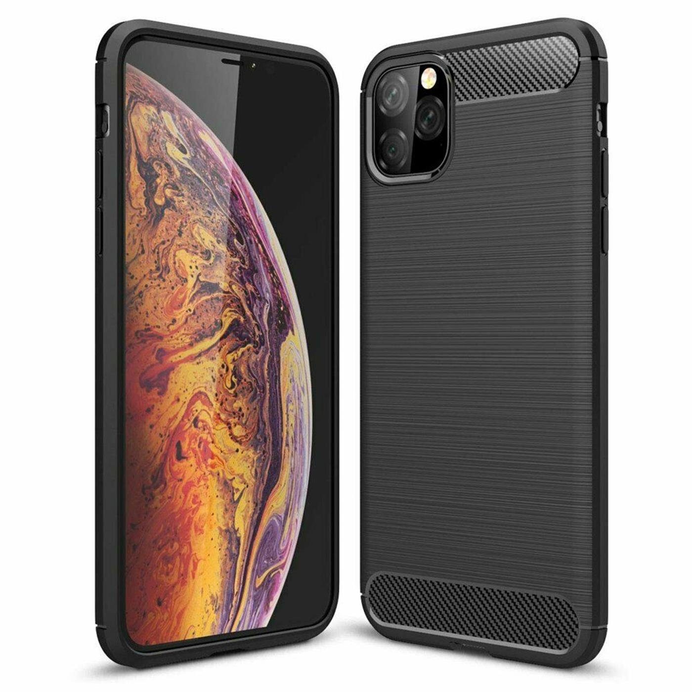 CoolGadget Handyhülle Carbon Handy Hülle für Apple iPhone 11 Pro 5,8 Zoll, robuste Telefonhülle Case Schutzhülle für iPhone 11 Pro Hülle