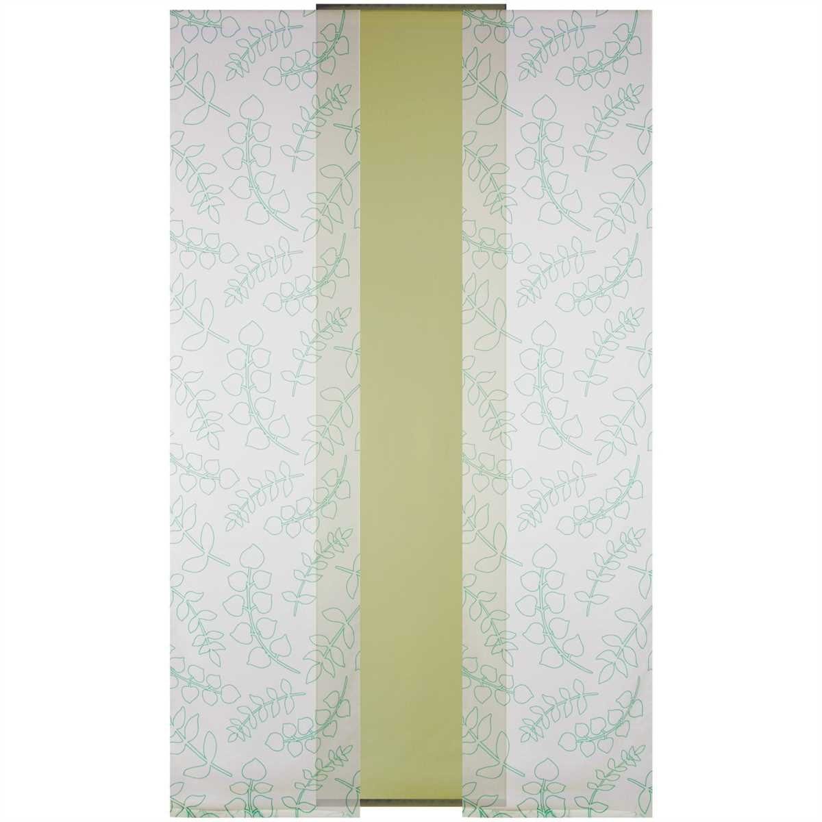 Vorhang, Bestlivings, Klettband (3 St), (BxL), Klettband Grün 60cm mit Leafs 260cm Transparente 1 x transparent, Schiebegardine