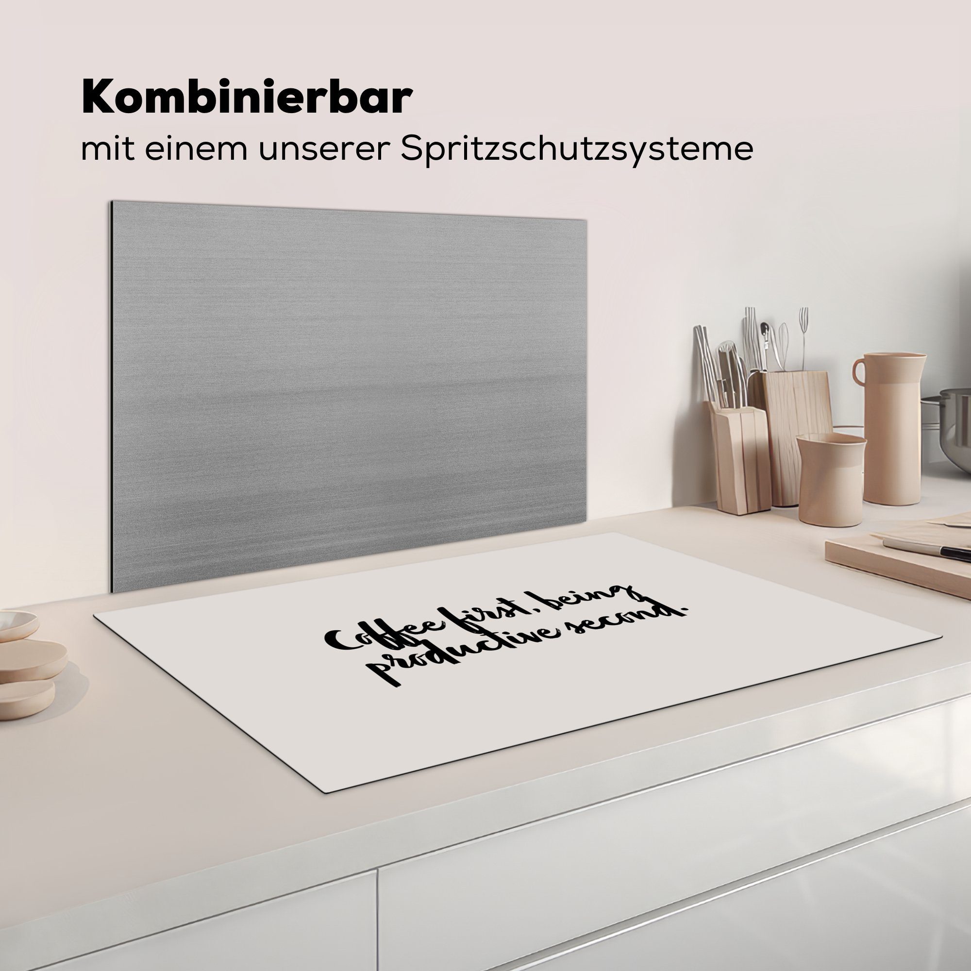 MuchoWow - Kaffee, cm, produktiv für küche (1 Arbeitsplatte 83x51 dann Herdblende-/Abdeckplatte Vinyl, - Erst Induktionsplatte sein, Ceranfeldabdeckung, Induktionsschutz tlg),