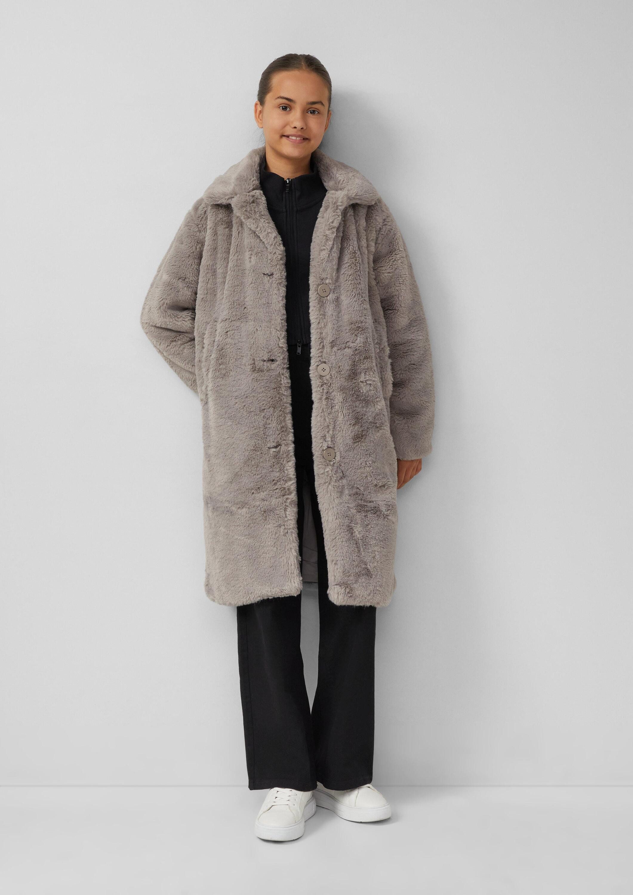 s.Oliver Funktionsmantel Outdoor-Mantel Kuscheliger Loose-Fit-Mantel in Pelz-Optik