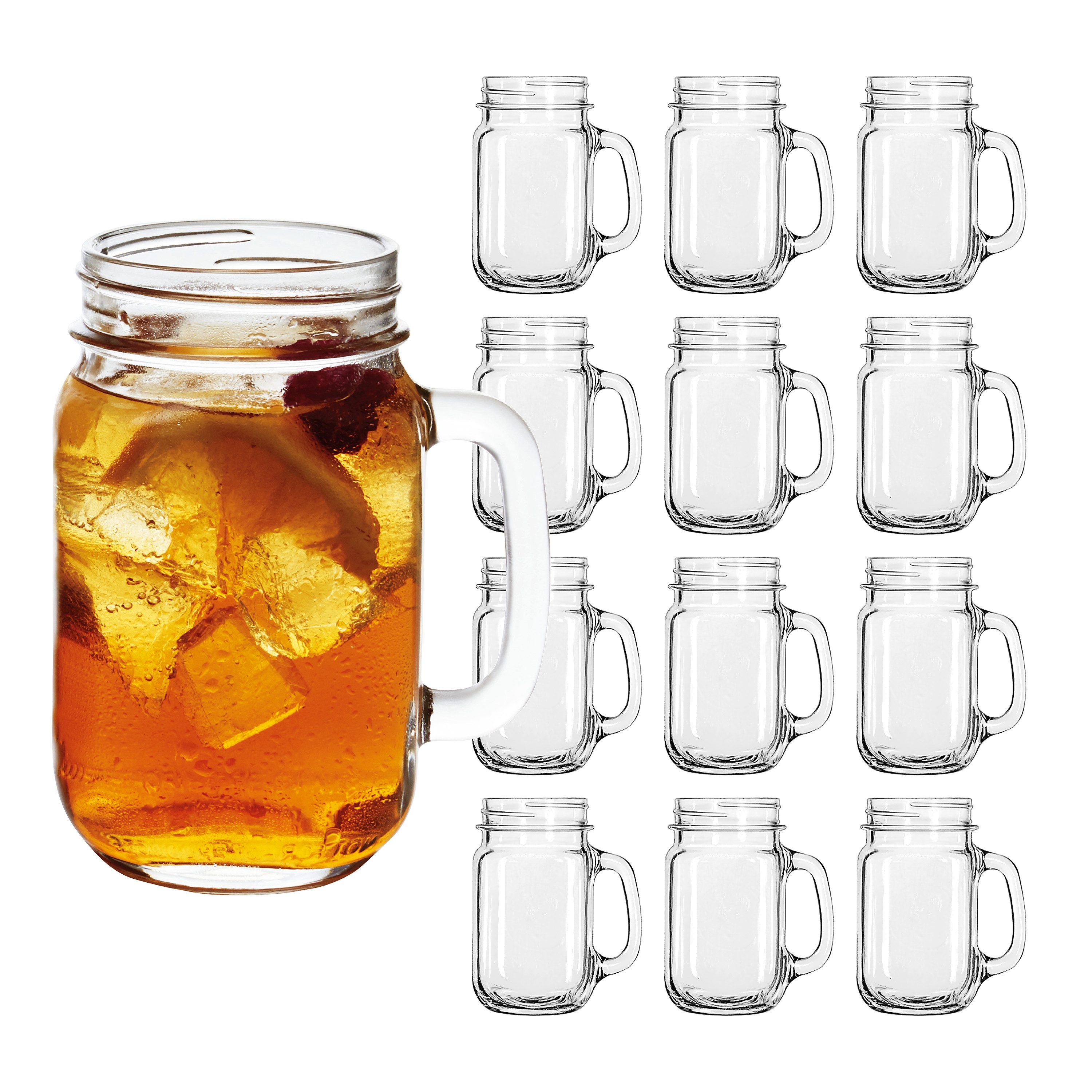 LIBBEY Gläser-Set Libbey Trinkglas, 12er Set -DRINKING JARS-, 12-tlg., Glas, 488 ml, hochwertig verarbeitet, im modernen Design