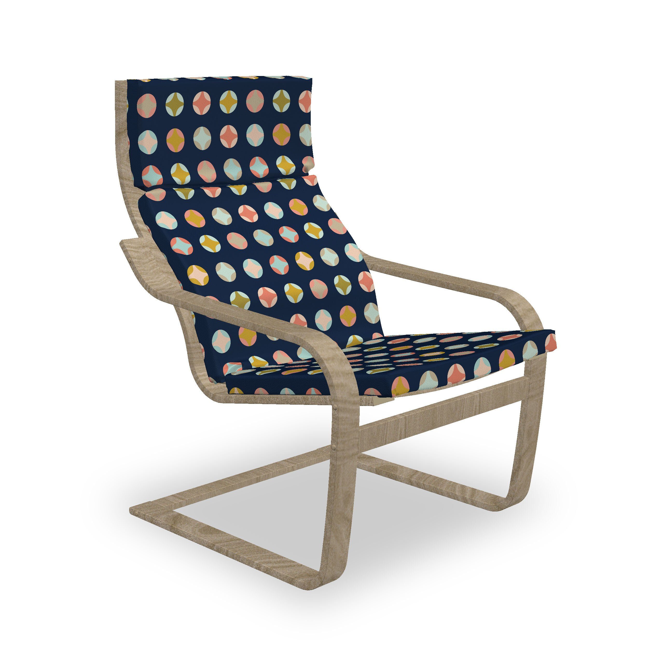 Abakuhaus Stuhlkissen Sitzkissen mit Stuhlkissen mit Hakenschlaufe und Reißverschluss, Geometrisch Retro Pastell Linien Kunst