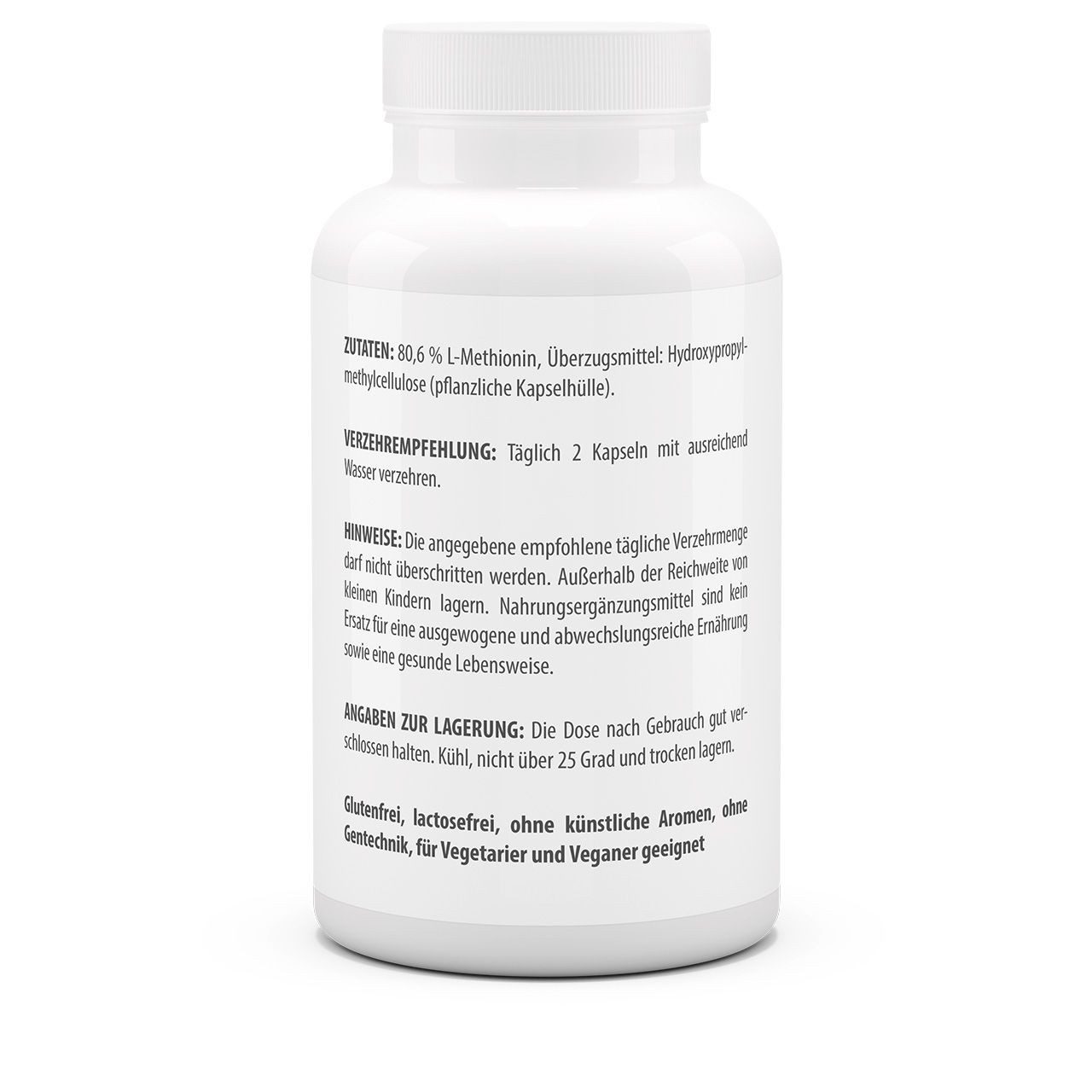 vitaworld Methionin 500 mg - schwefelhaltige Aminosäure - vegan Kapseln, 120 St., 74.4 g