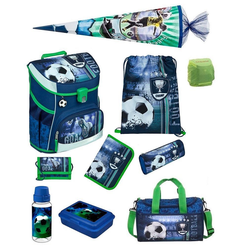 Scooli Ранцы Campus Fit (Set, 10-tlg., inkl. Sporttasche und Schultüte / Zuckertüte), FOOTBALL Fussball