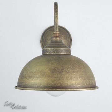 Licht-Erlebnisse Wandleuchte OSLO, ohne Leuchtmittel, Wandlampe Messing Bronze Antik Handarbeit Vintage E27 Flur Wohnzimmer