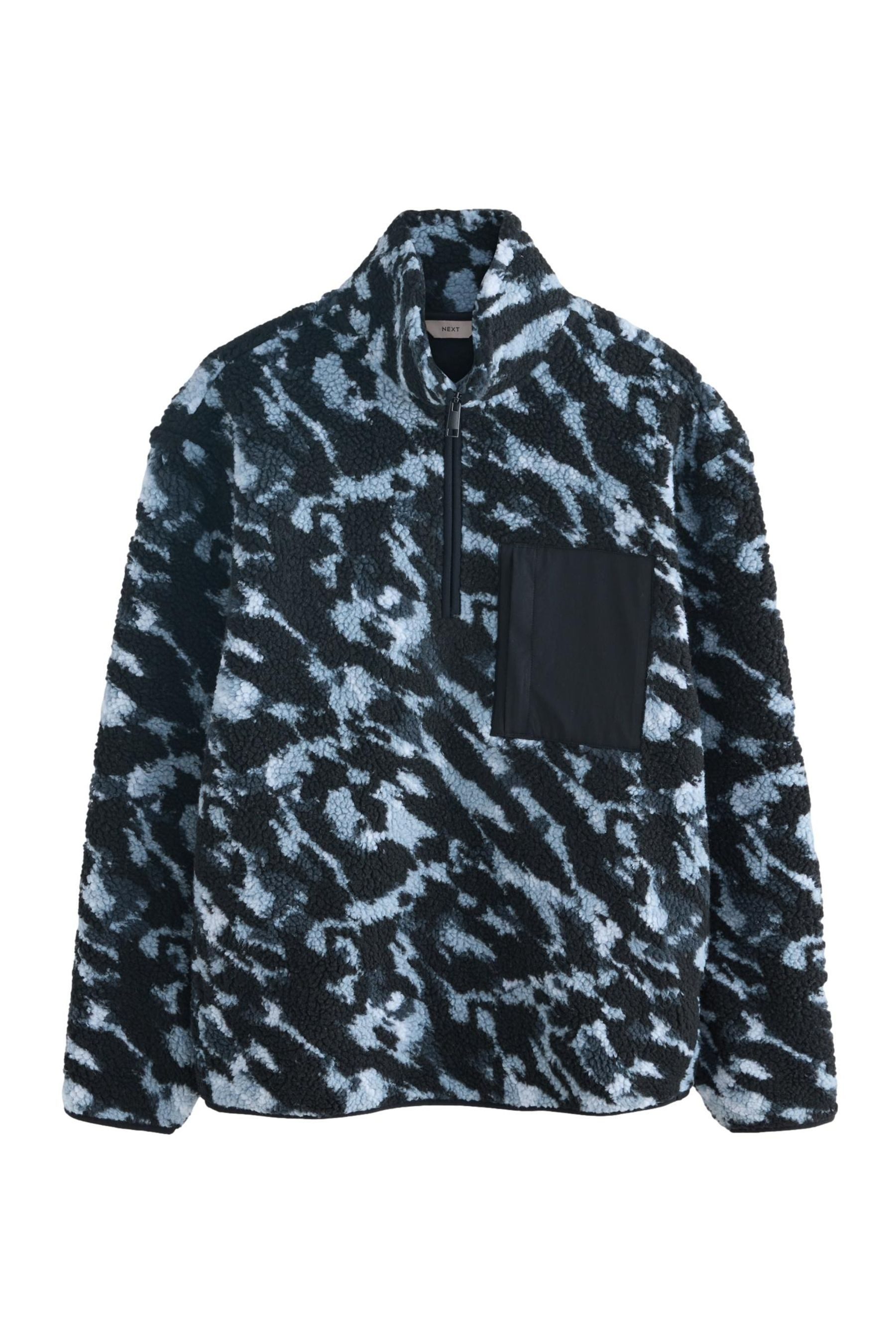 Next Fleecepullover Fleece mit Print und Reißverschlussausschnitt (1-tlg)