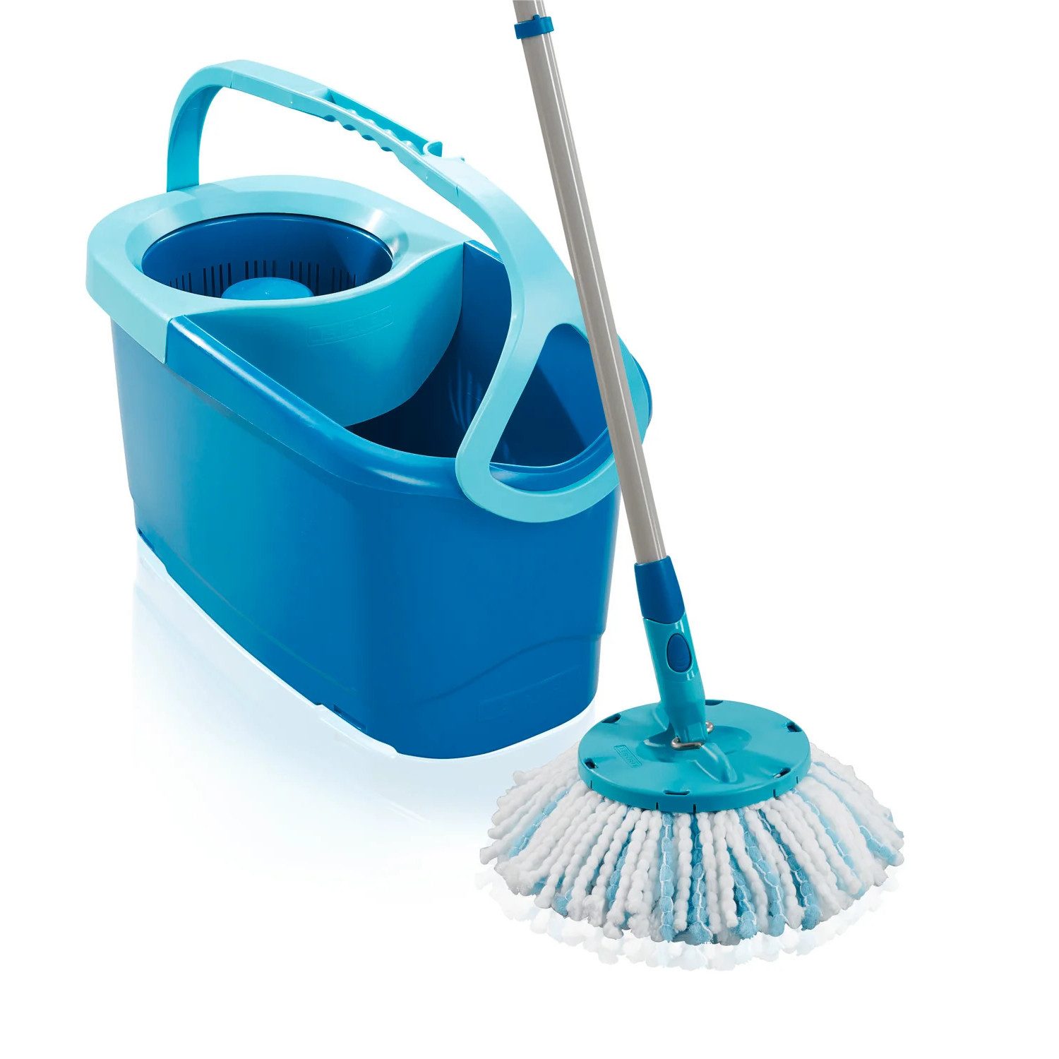 Leifheit Wischmopp Clean Twist Set: Drehmopp und Eimer 6L, verstellbare Stiellänge, Micro-Duo-Wischaufsatz