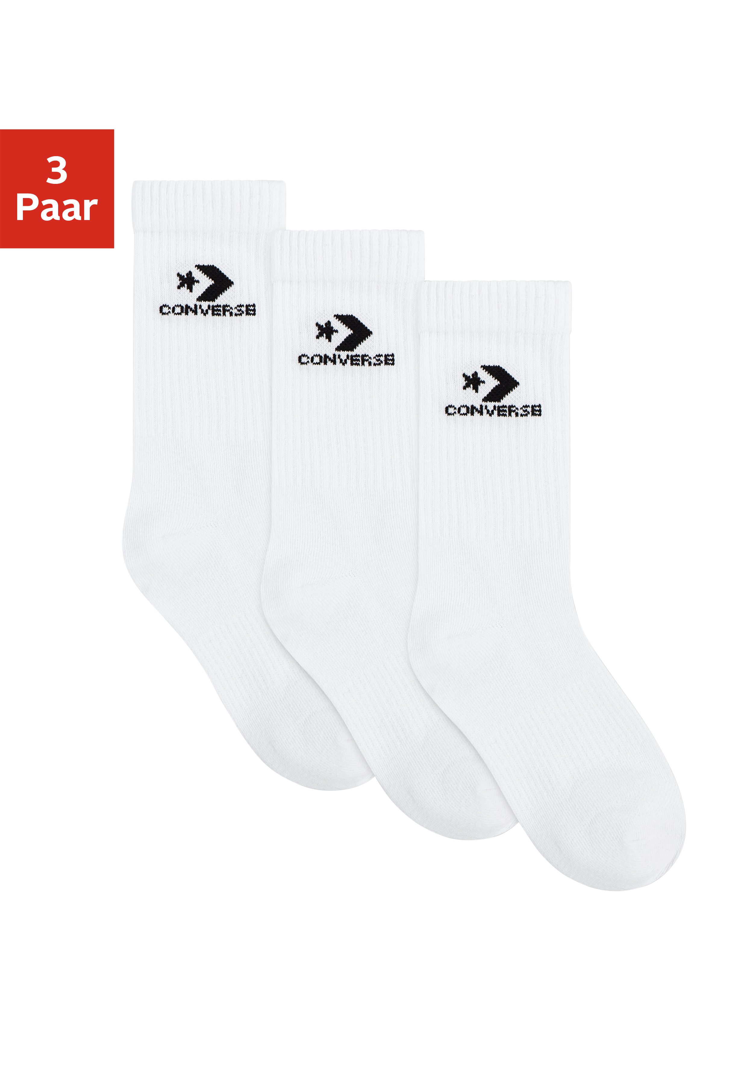 Converse Socken CHU 3PK LIGHTWEIGHT COTTON CRE (3-Paar) im 3er-Pack, weiches Strickmaterial, atmungsaktive Zehenpartie