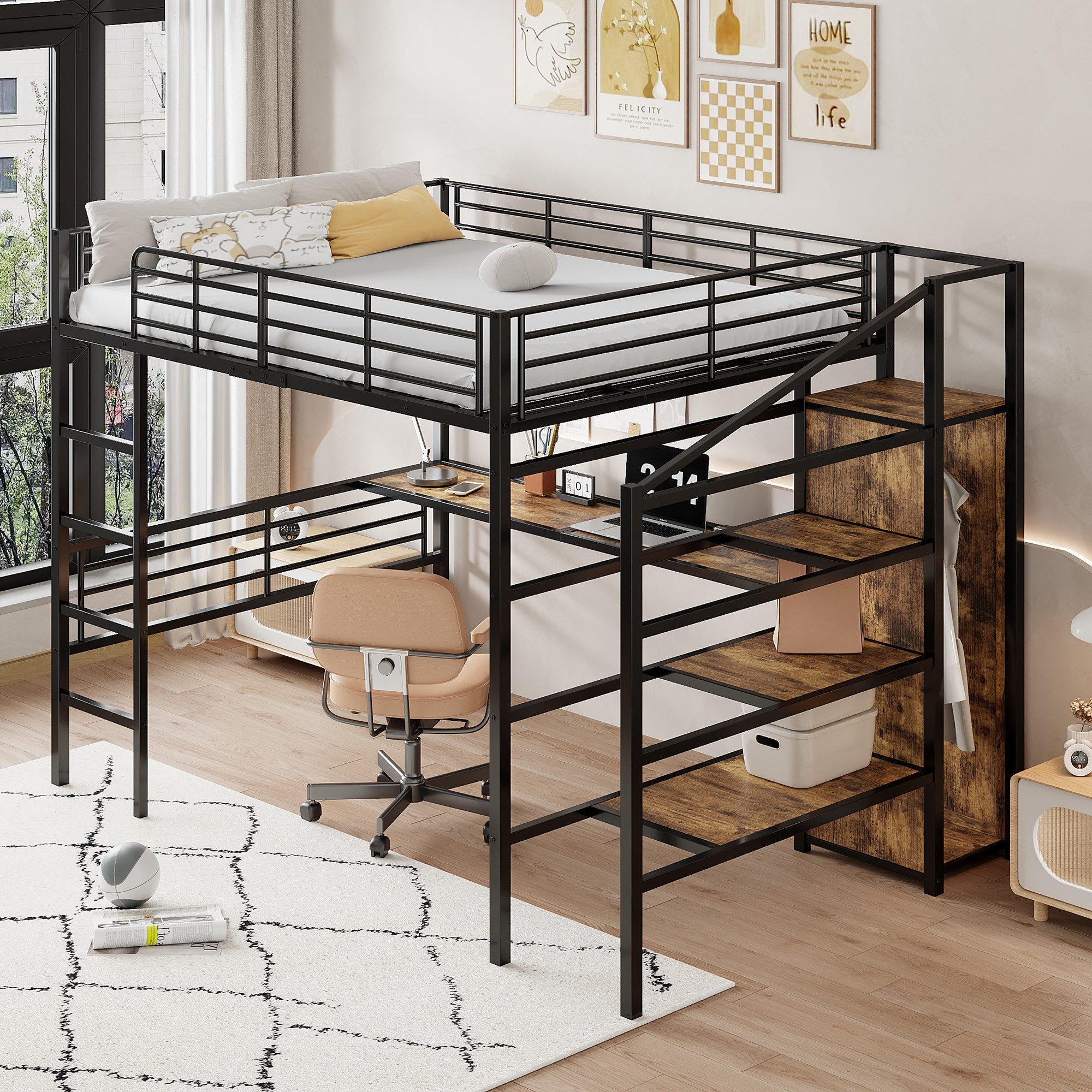MODFU Hochbett Funktionsbett Kinderbett (Gästebett Metallbett günstig online kaufen