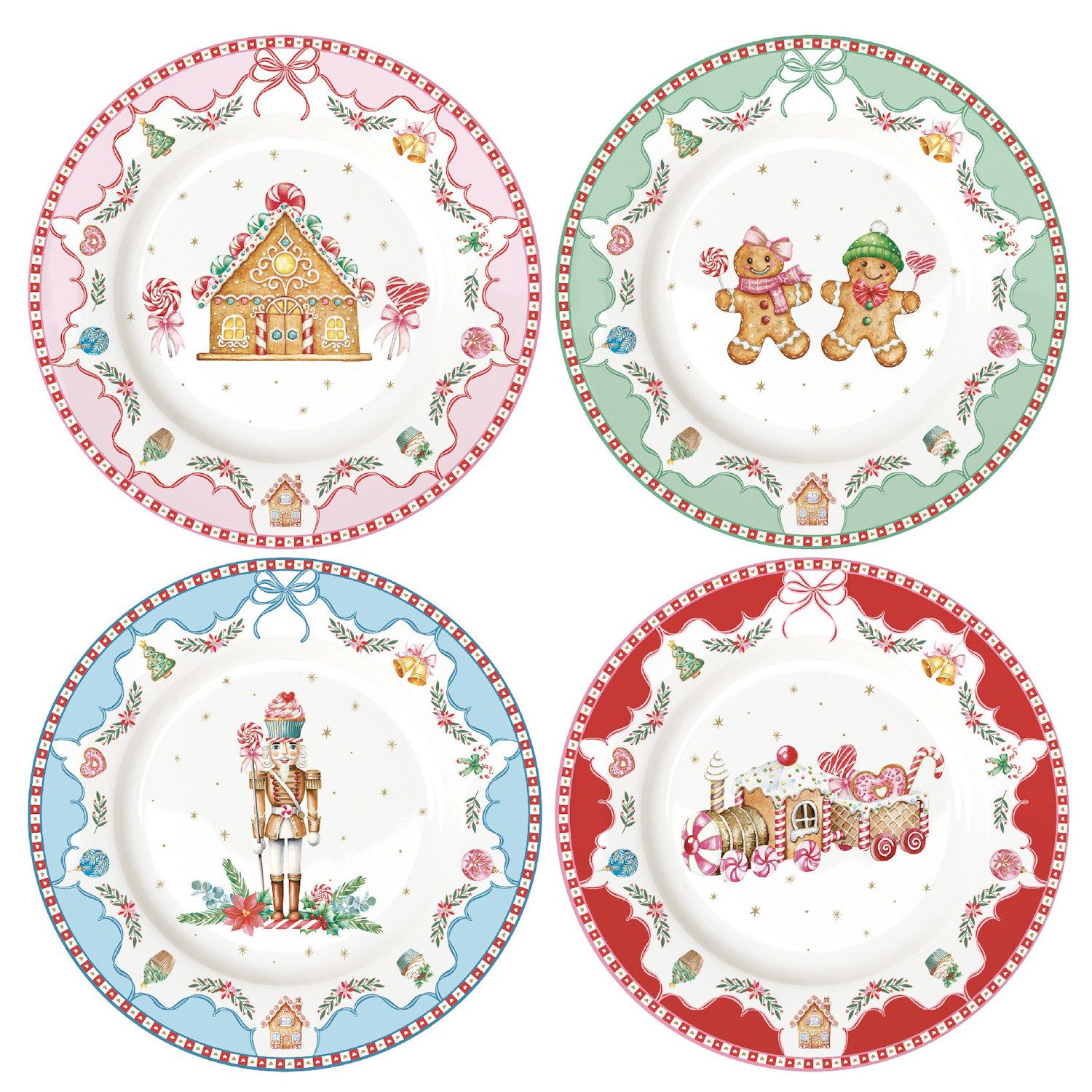 EasyLife Тарелка для торта Sweet Christmas, Spülmaschinengeeignet, Mehrfarbig, Motiv: Lebkuchenmännchen