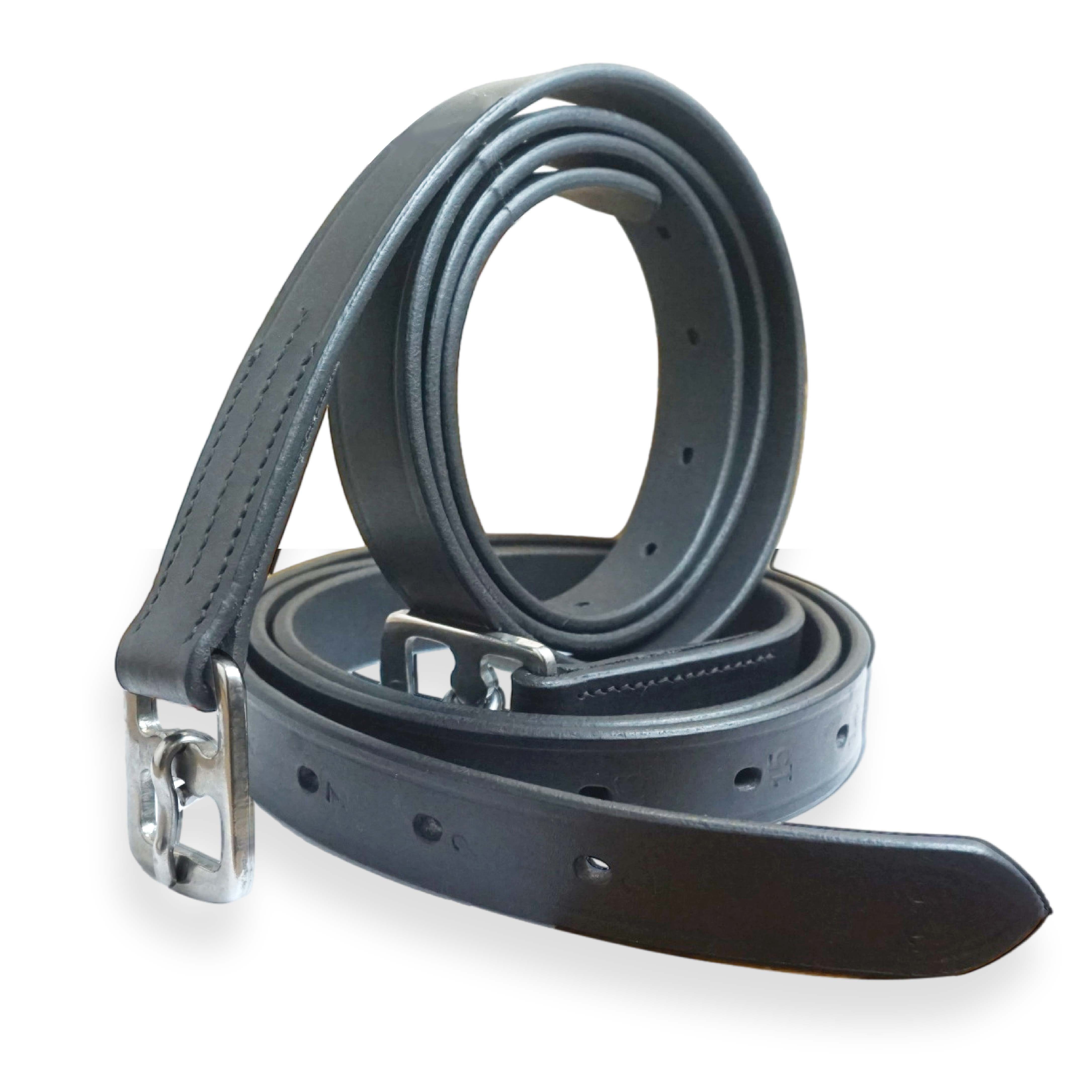 Pferdelinis Steigbügel Steigbügelriemen Leder schwarz Steigbügelriemen Länge 130cm - 160cm