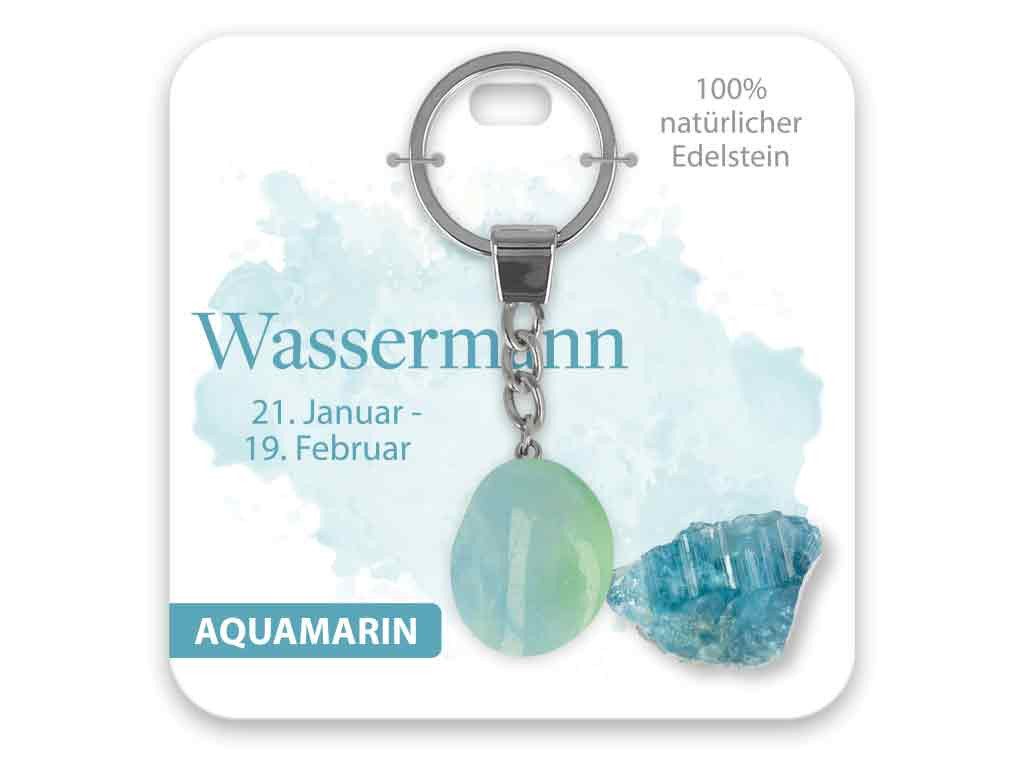 Schlüsselanhänger Set BB Klostermann Edelstein Schlüsselanhänger Aquamarin Wassermann