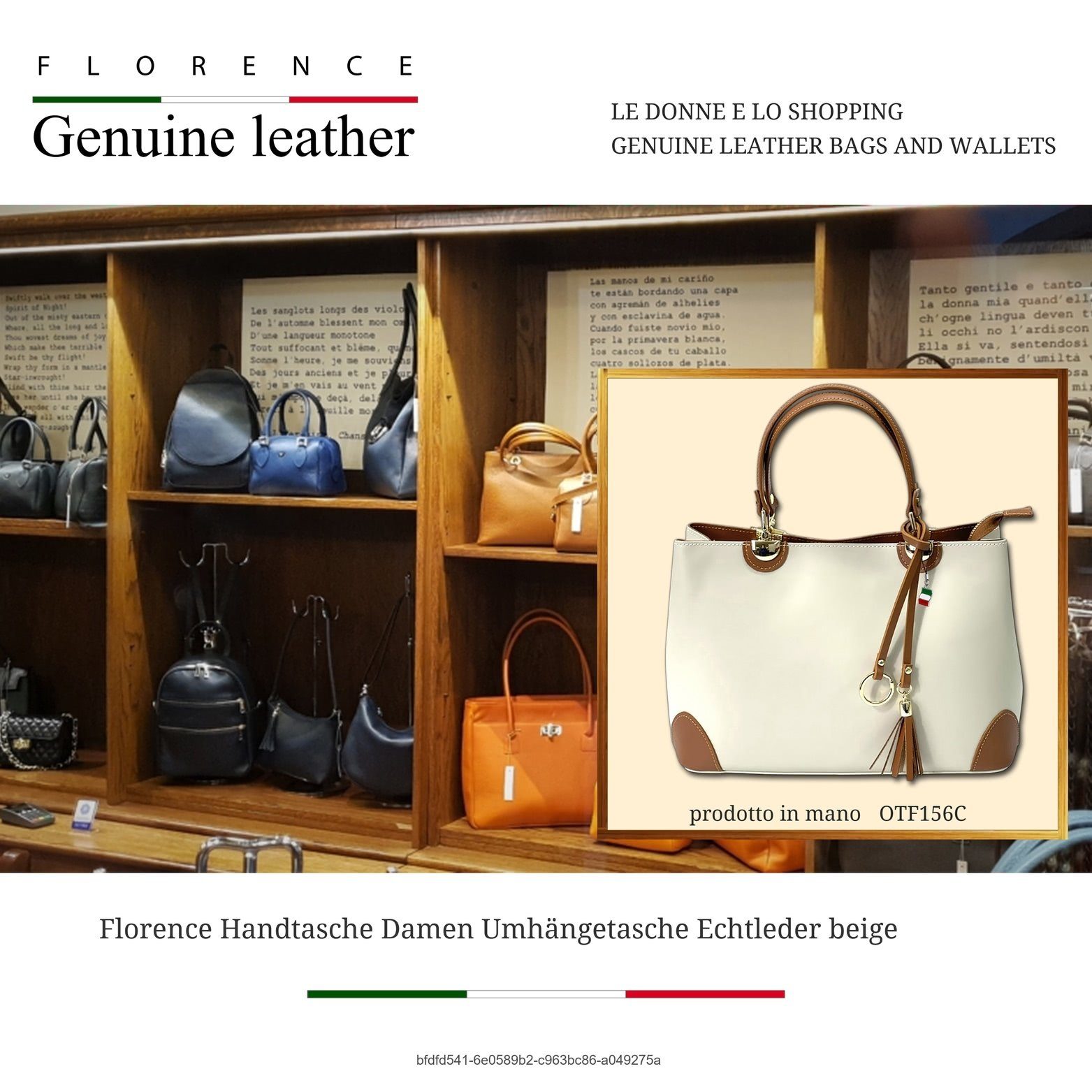 FLORENCE Umhängetasche Florence Handtasche Damen Umhängetasche (Umhängetasche, Umhängetasche), Damen Tasche Echtleder beige, tan, Made-In Italy