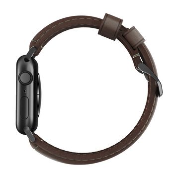 Nomad Smartwatch-Armband Nomad Traditional Strap Leather Brown Connector 40/38 mm - Schwarz
