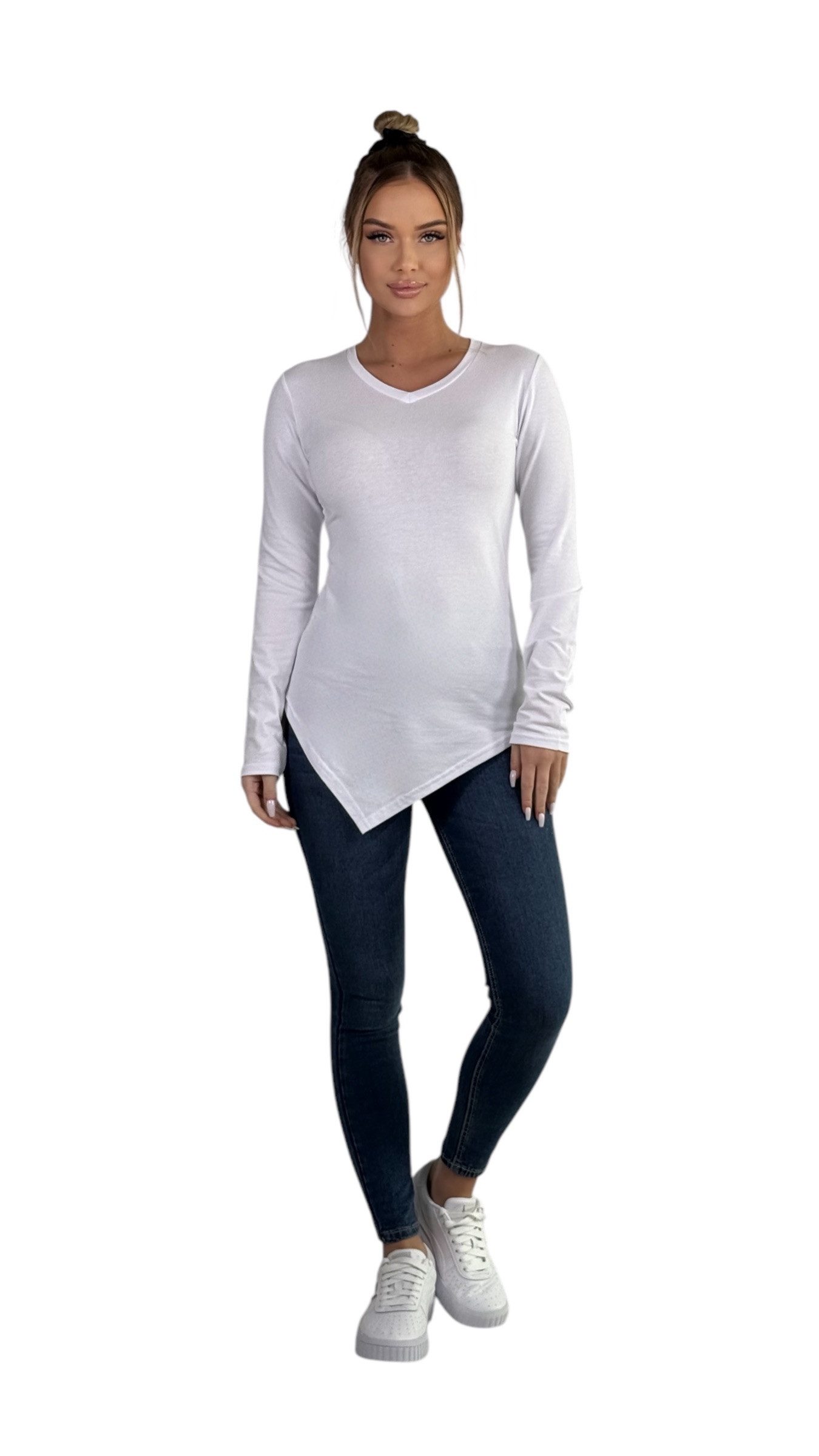 Mississhop Langarmshirt Elegantes Asymmetrisches Longshirt Baumwolle M.Kali günstig online kaufen