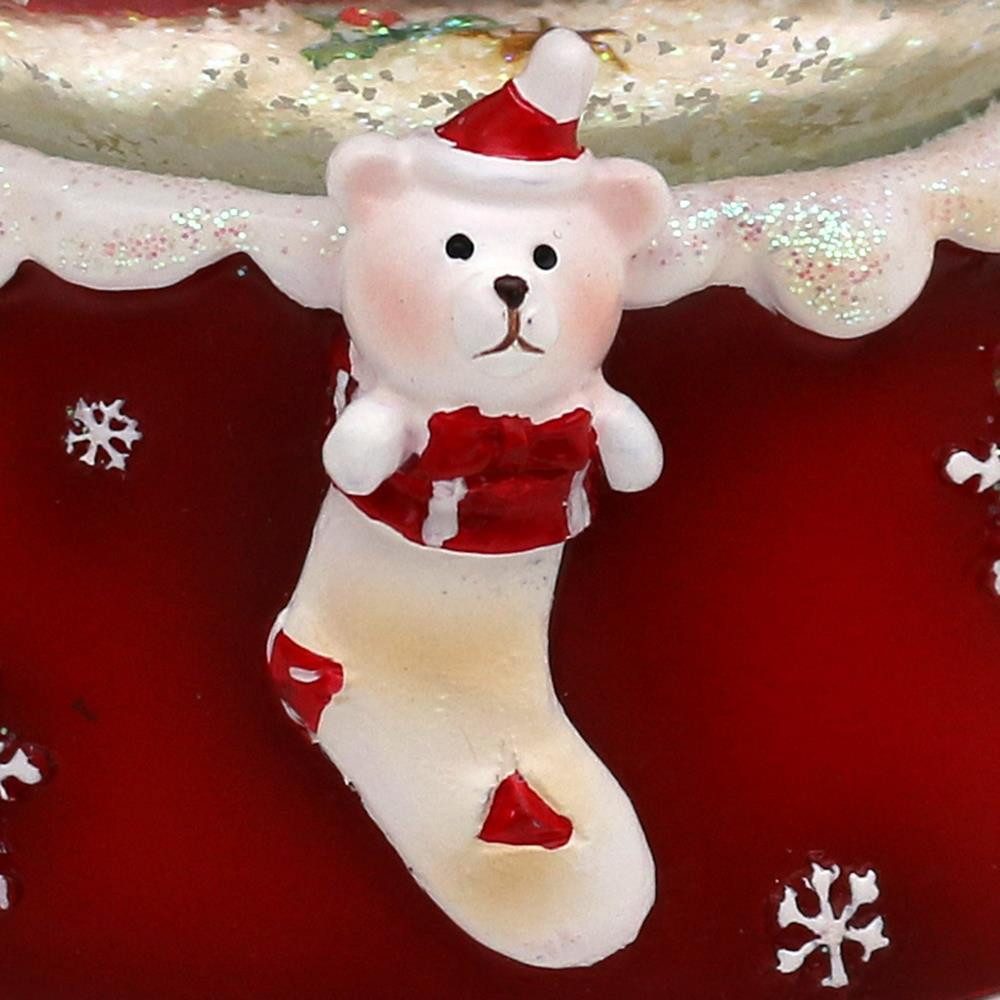 Dekohelden24 Schneekugel Schneekugel, Schneemann mit Kind, rot weiß, Maße H/B/Ø Kugel: ca. 8,5 (1 St)