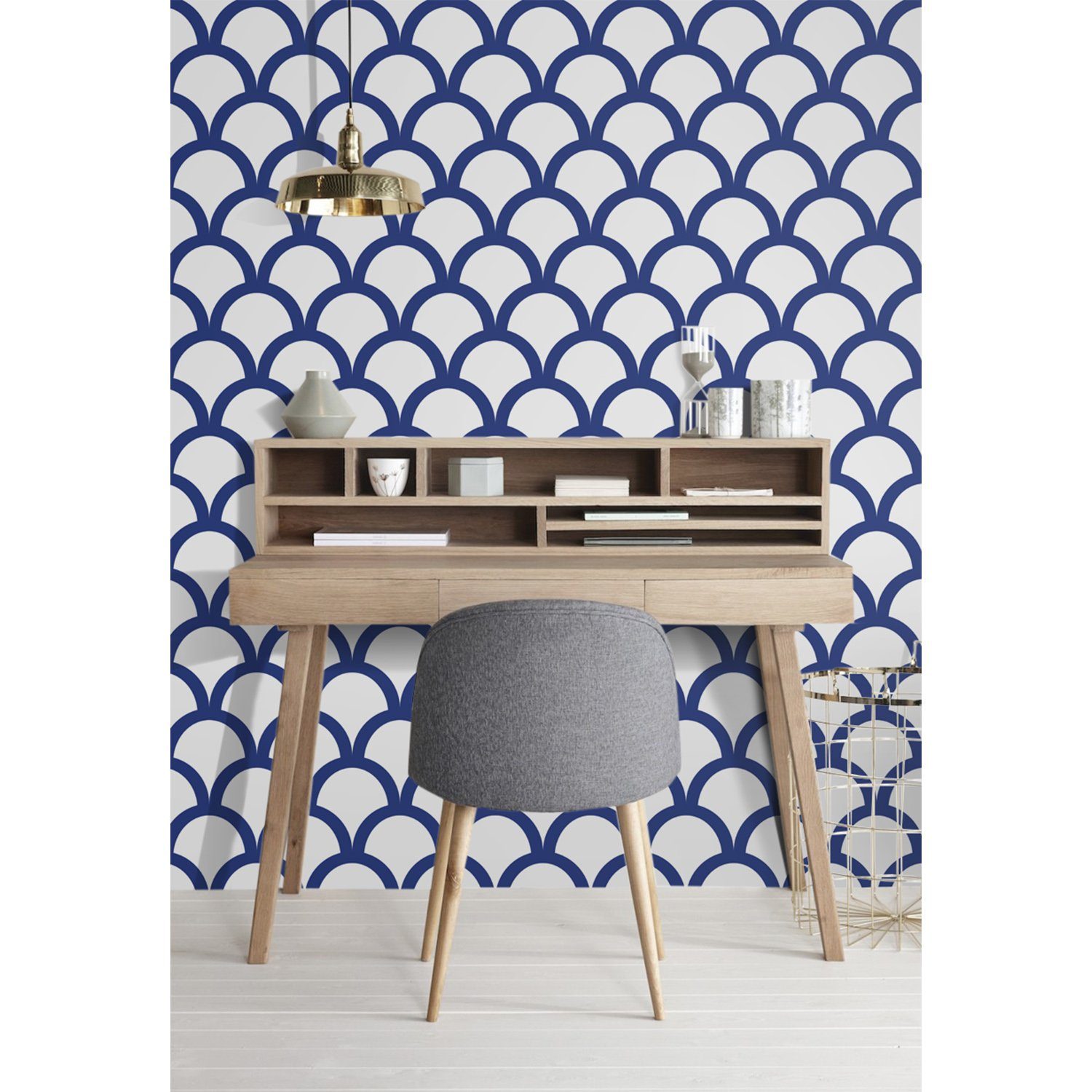 Tulup Fototapete Modern Fototapete Wohnzimmer XXL Wand Tapete - Blaue Fischschuppe