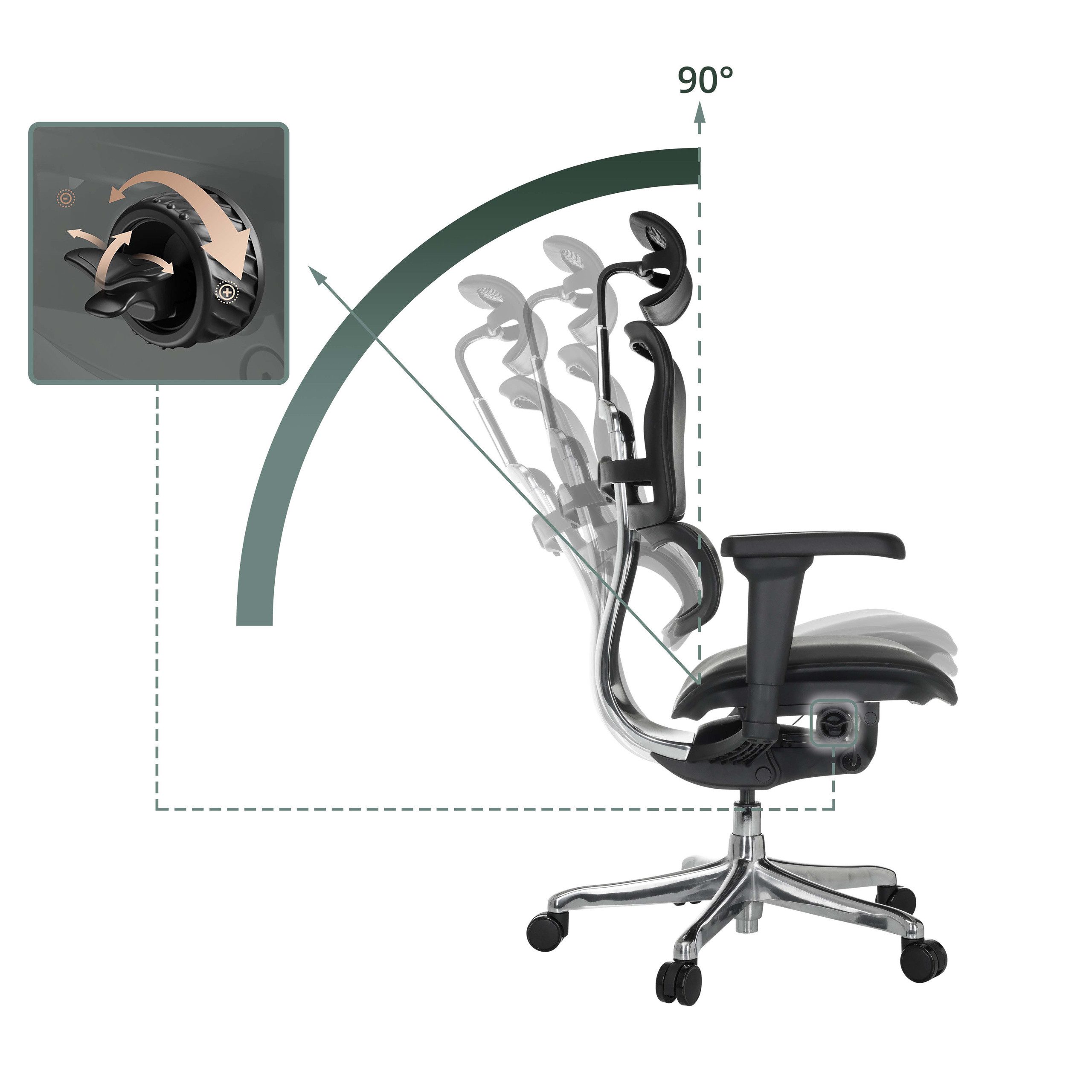 hjh OFFICE Drehstuhl Luxus Chefsessel Ergohuman Ultra L Gen2 Leder (1 St), Profi Bürostuhl Schreibtischstuhl ergonomisch