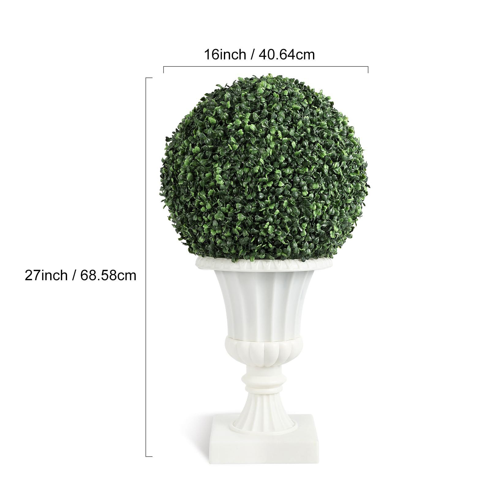 Kunstbaum 2er-Pack künstliche Buchsbaumkugeln Künstliche Zimmerpflanze Buchsbaumkugeln, GarveeMore, Höhe 68.58 cm, Kunstpflanze mit LED-Beleuchtung, UV-beständig, Waterproof, Sturdy Pot
