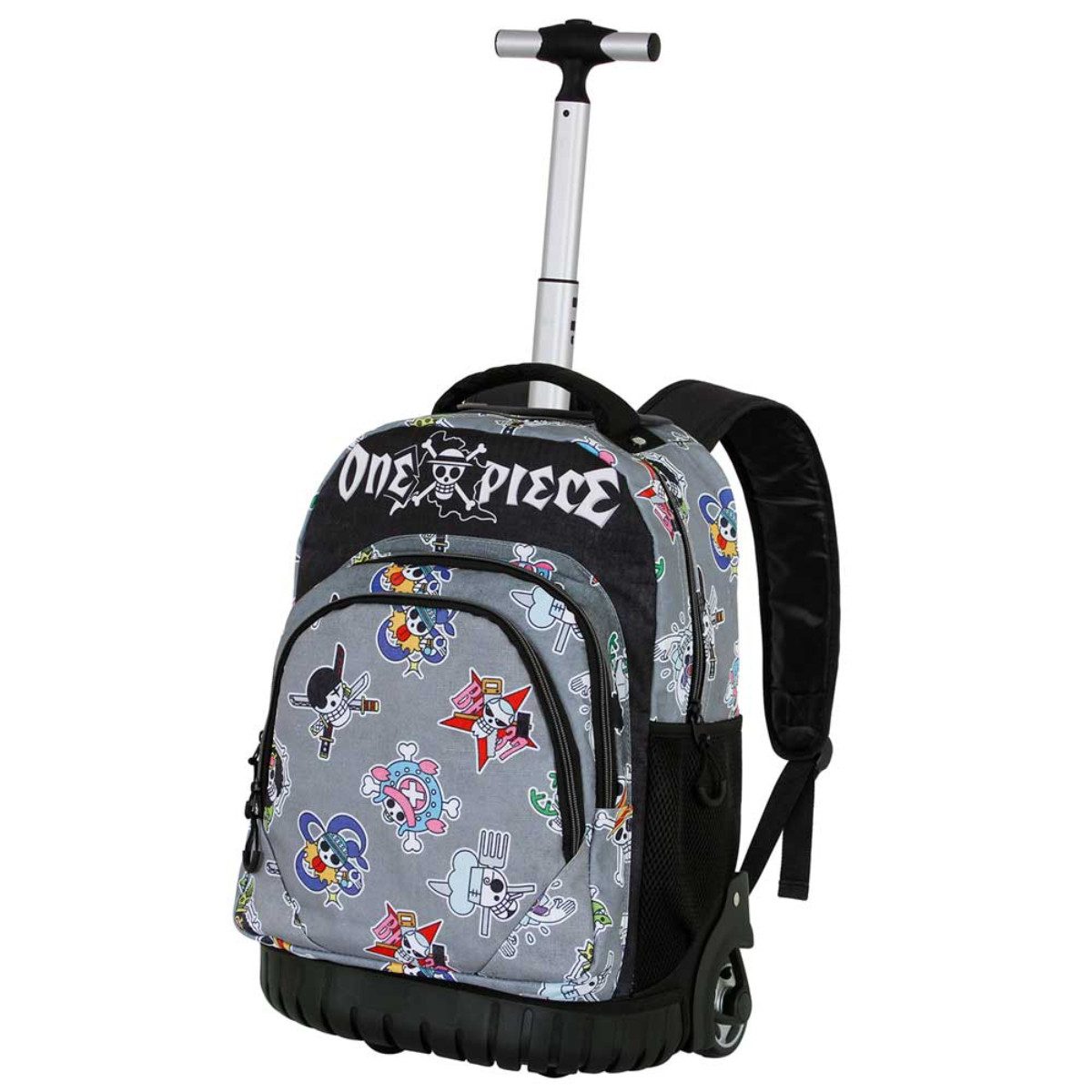 One Piece Trolley - Rucksack mit Rollen Grau Schul und Reise Trolley